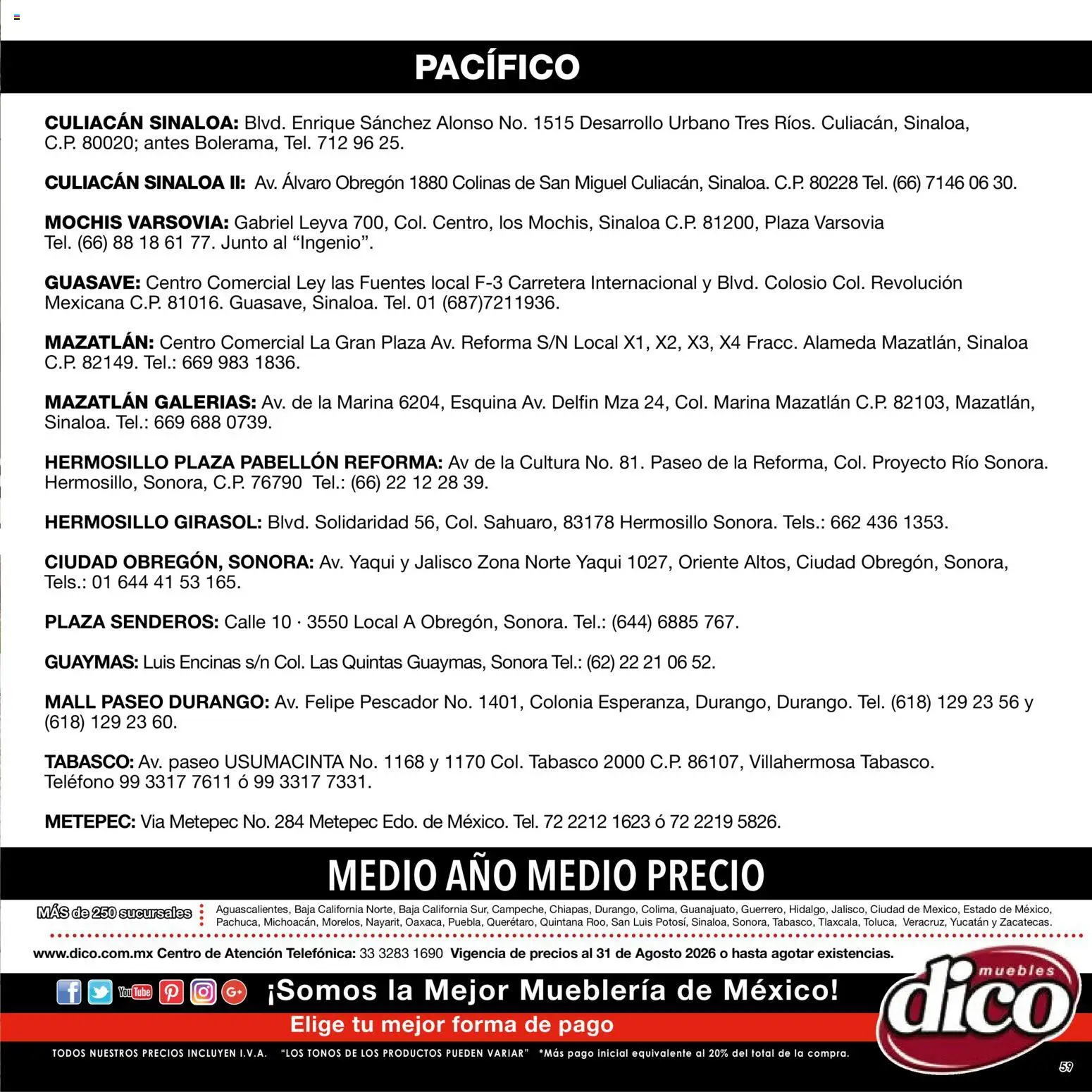 Nuevas ofertas de Muebles Dico válidas en toda la República Mexicana desde el 01/08/2026. ¡Encuentra las mejores ofertas en Muebles Dico catálogo! | Página: 59 | Productos: Teléfono