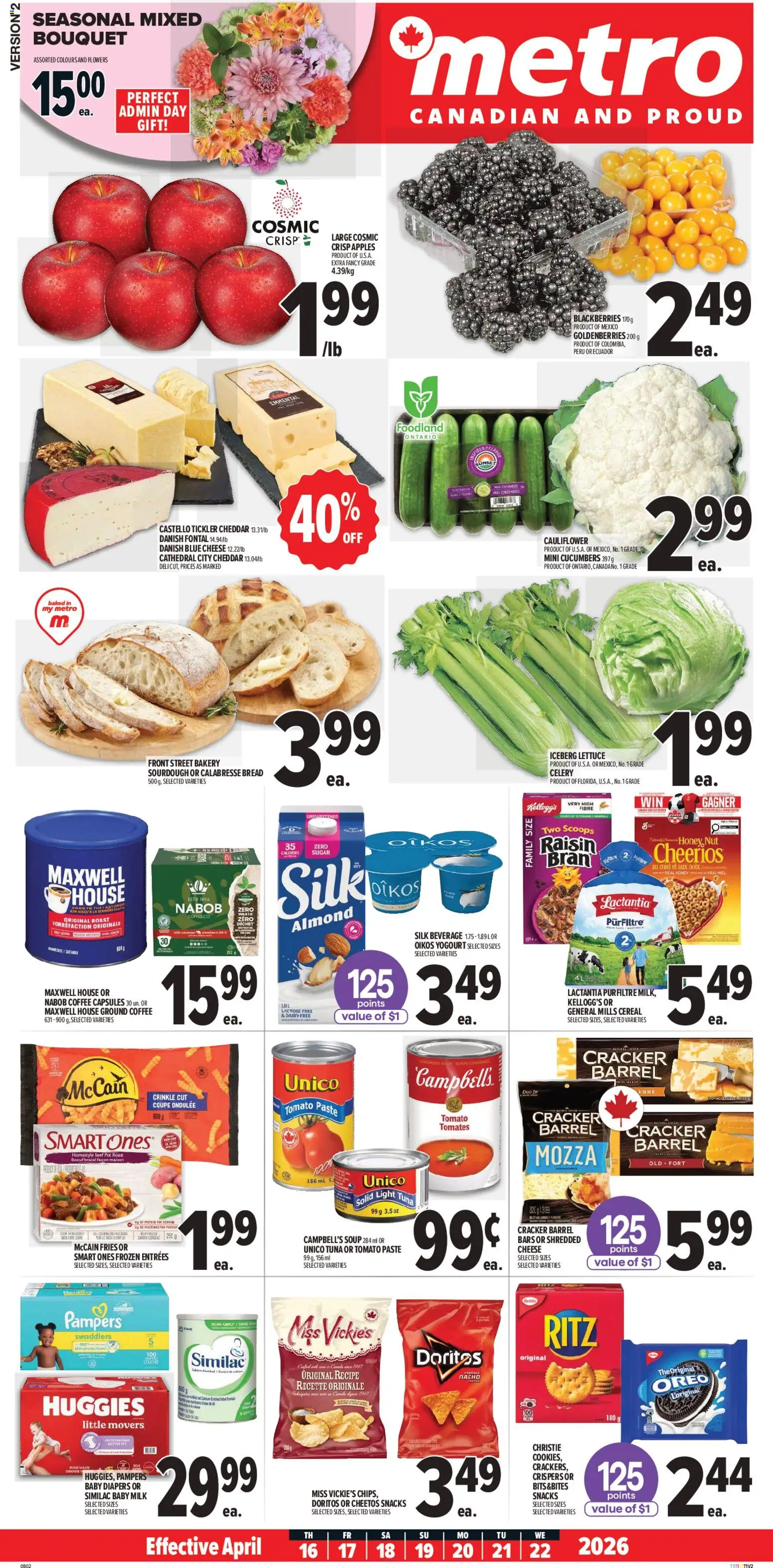 Metro flyer valid from 16.04.2026 | Page: 2 | Products: Bakery, Milk, Cheese, Coffee