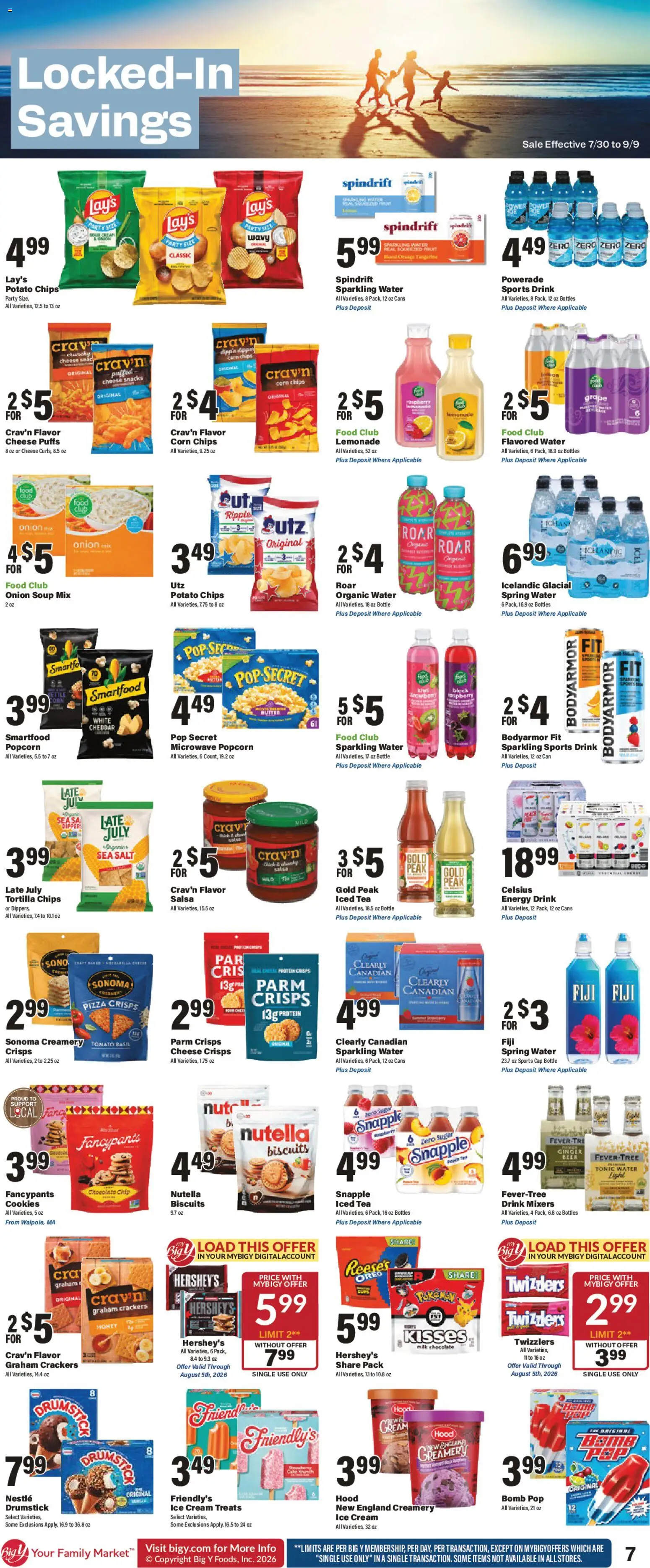 Big Y Weekly Ad - valid from 07/30/2026 | Page: 9 | Products: Ginger, Beer, Ice cream, Water