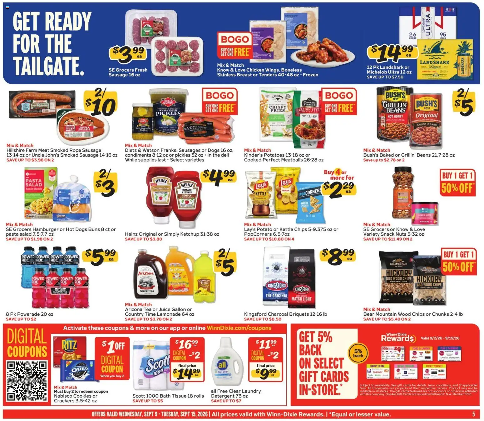 Winn Dixie Weekly Ad - valid from 09/09/2026 | Page: 5 | Products: Honey, Detergent, Bacon, Lemonade