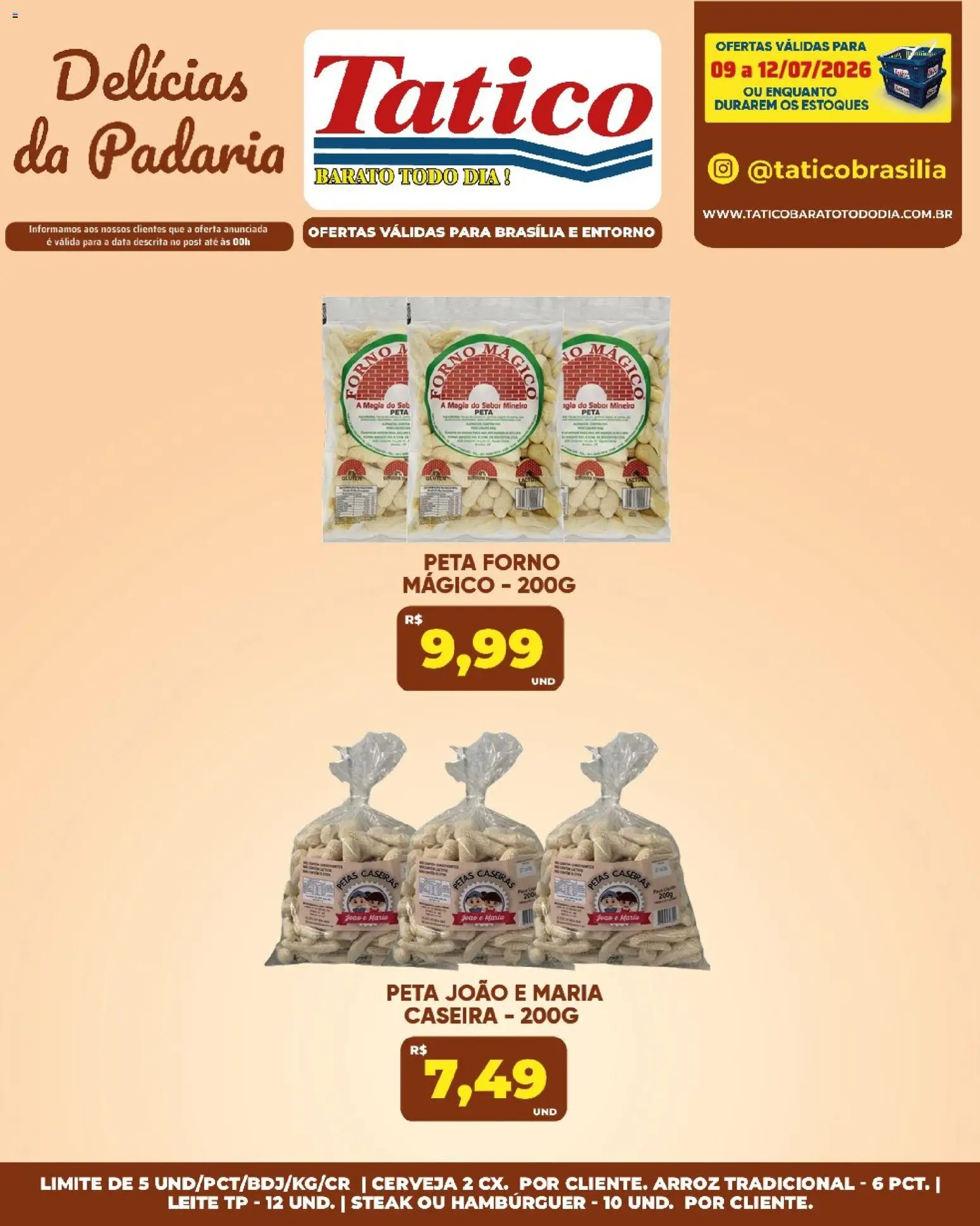Tatico Folheto - válido de 09/07/2026 | Página: 24 | Produtos: Leite, Cerveja, Arroz, Hambúrguer