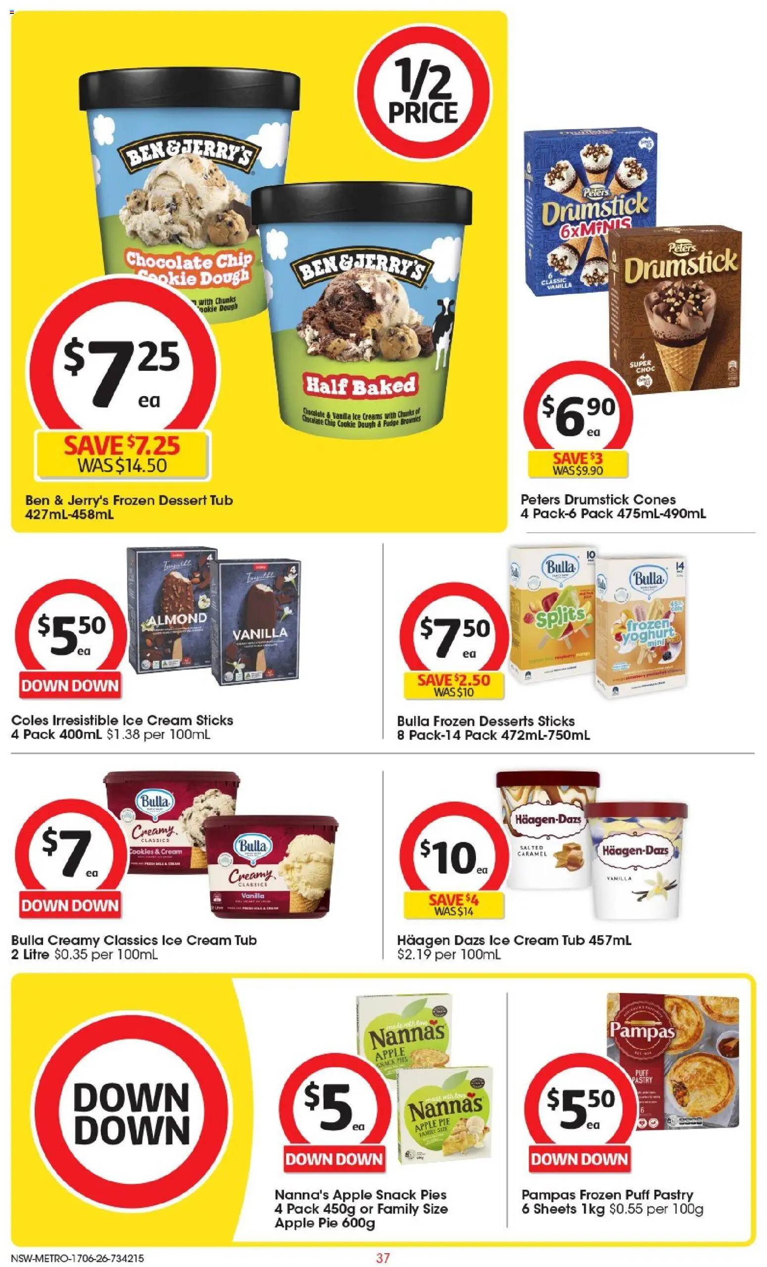 Coles catalogue - valid from 17.06.2026 | Page: 37 | Products: Yoghurt, Chocolate, Ice cream, Pies