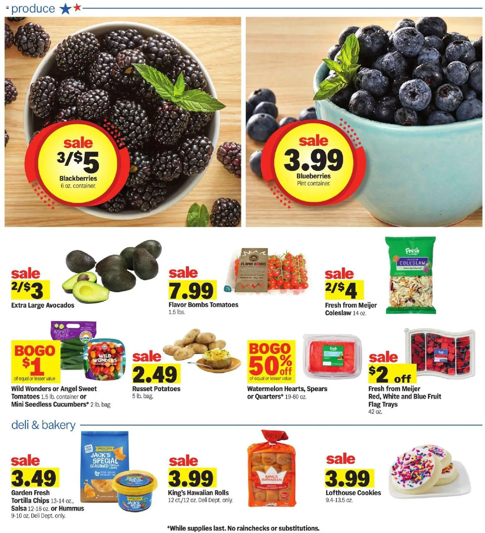 Meijer Weekly Ad - valid from 20.05.2026 | Page: 22 | Products: Tomatoes, Cookies, Potatoes, Blueberries