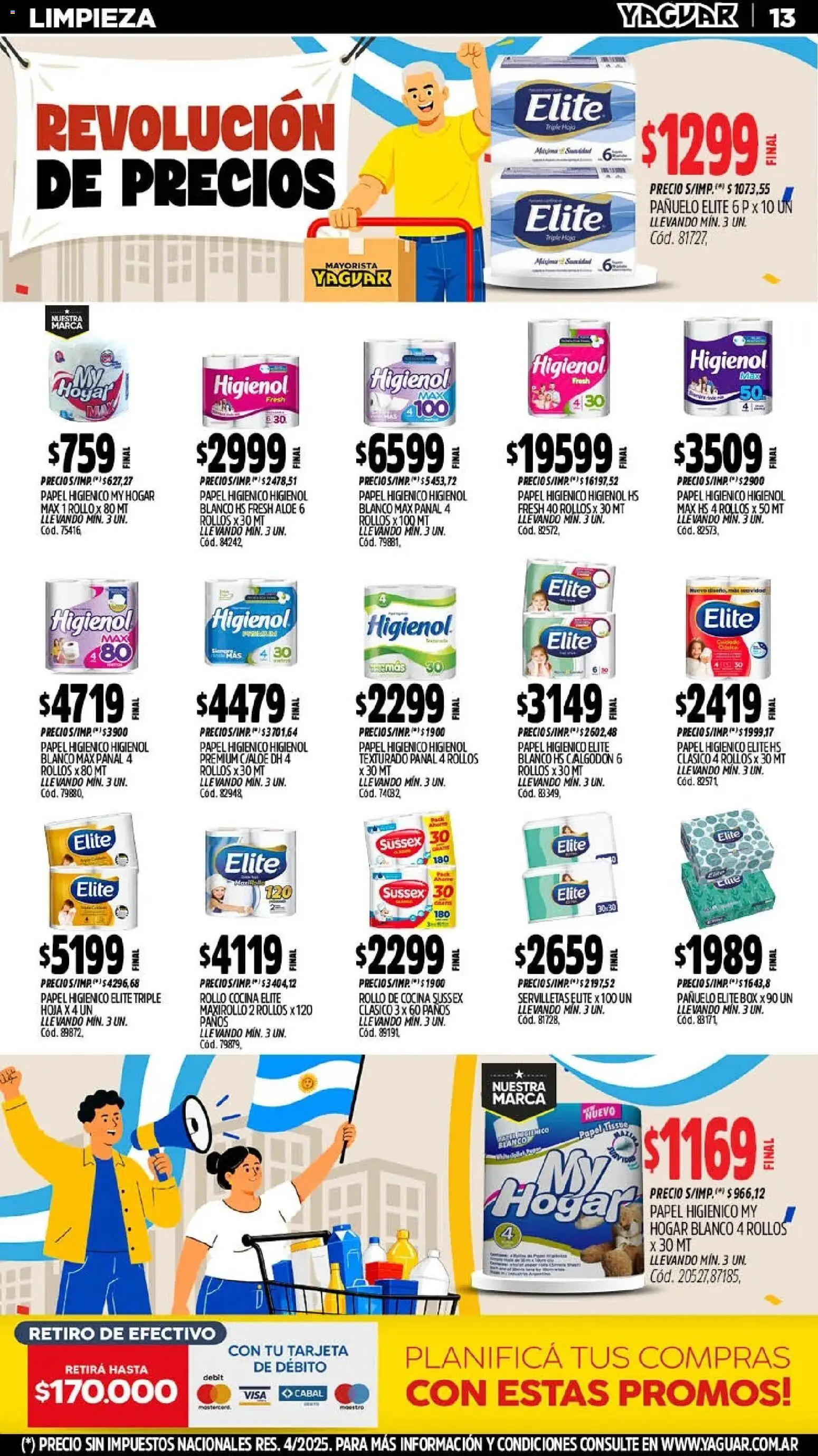 Yaguar - Oferta Semanal Trelew │ válido desde el 25.05.2026 | Página: 13 | Productos: Papel higiénico, Pañuelo, Cocina, Servilletas