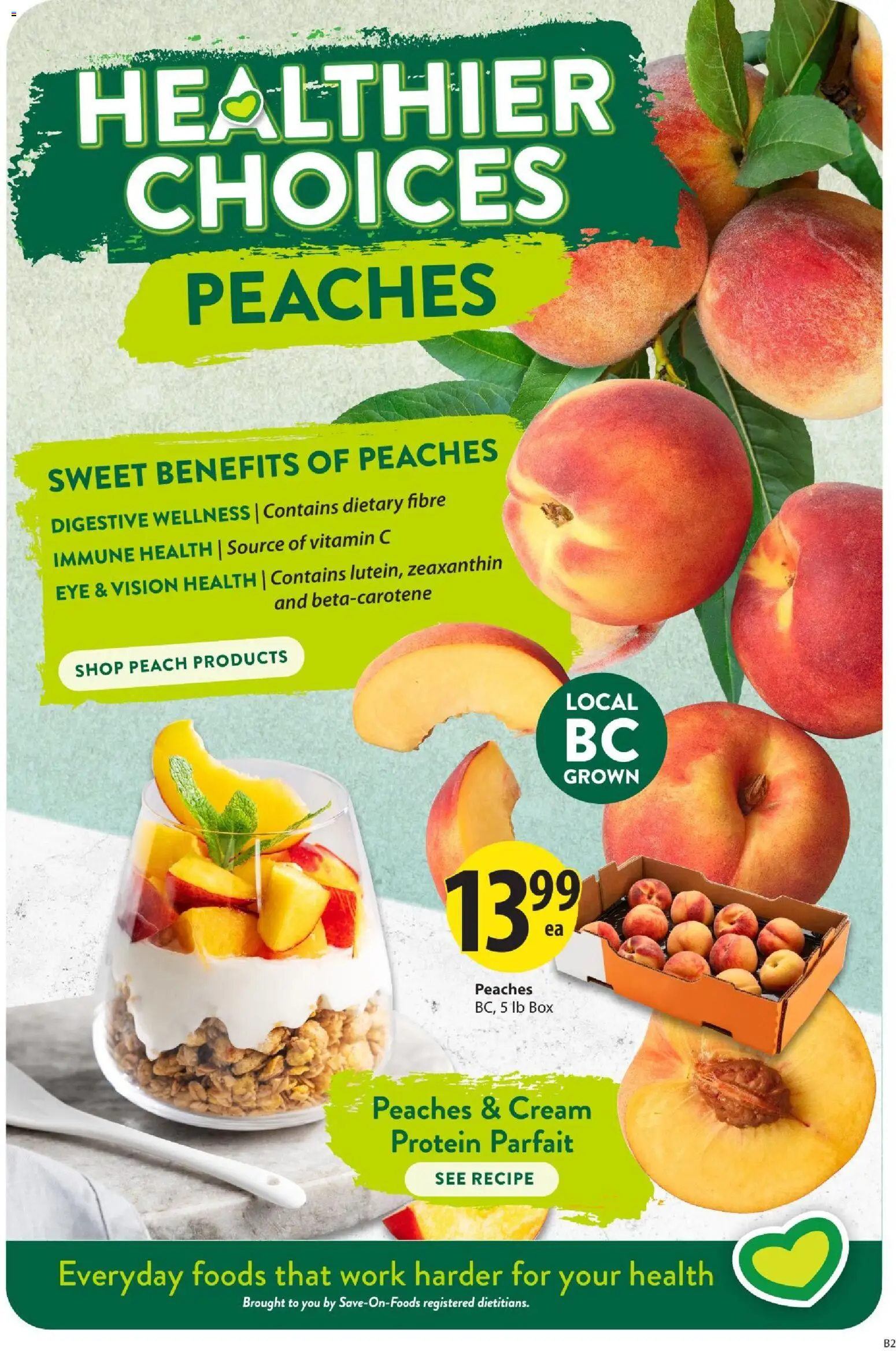 Save on foods flyer valid from Aug 13, 2026 | Page: 5 | Products: Cream, Peaches, Box, Protein