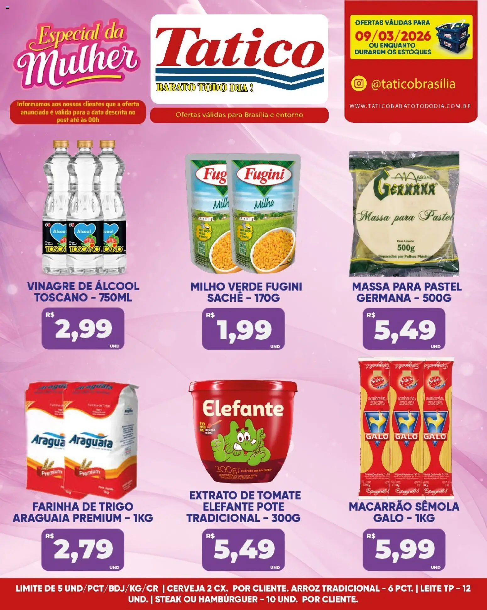 Tatico Folheto - válido de 09.03.2026 | Página: 3 | Produtos: Milho verde, Farinha de trigo, Cerveja, Arroz