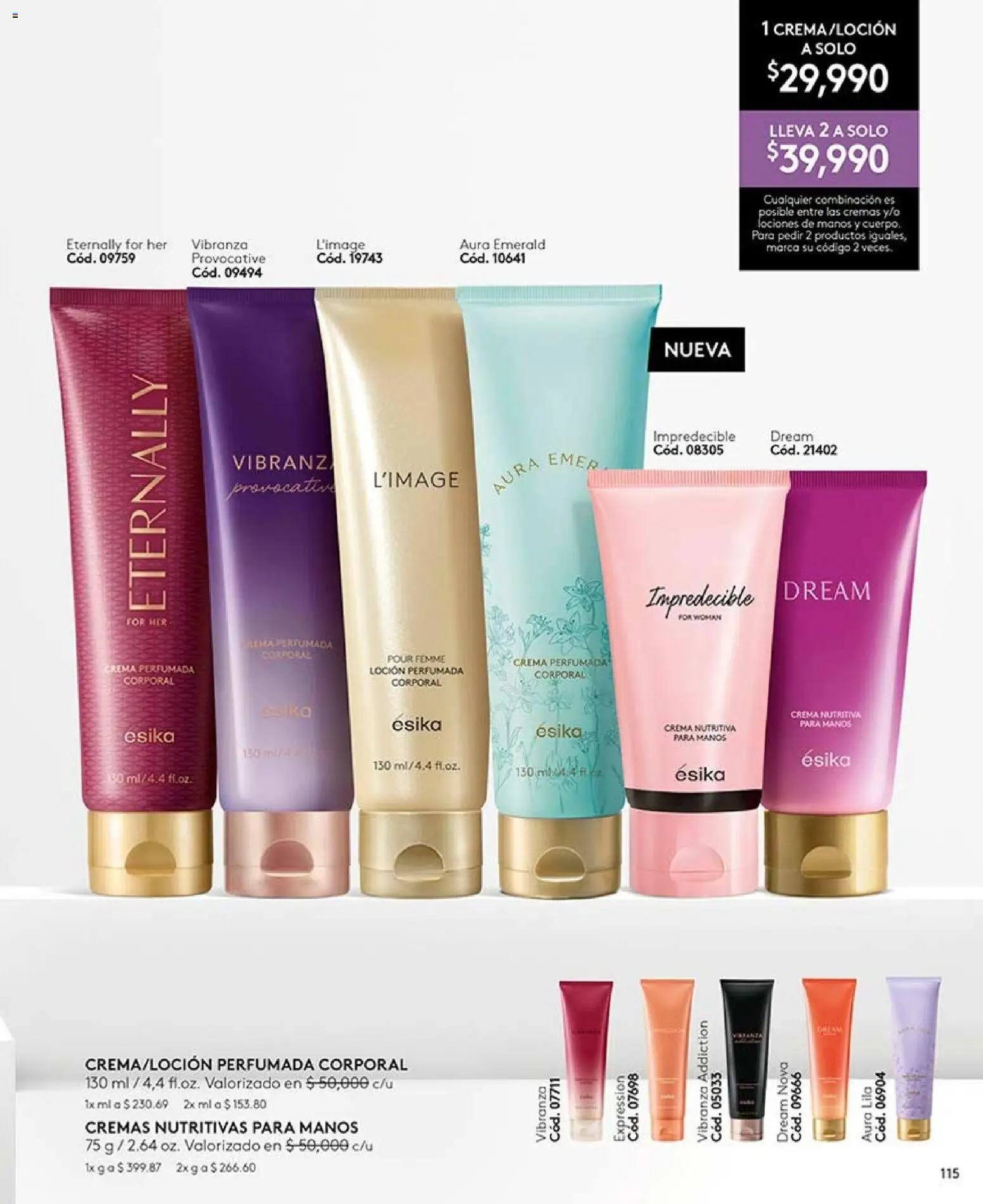Ésika revista - valida desde el 07/08/2026 | Página: 115 | Productos: Crema, Loción, Combinación
