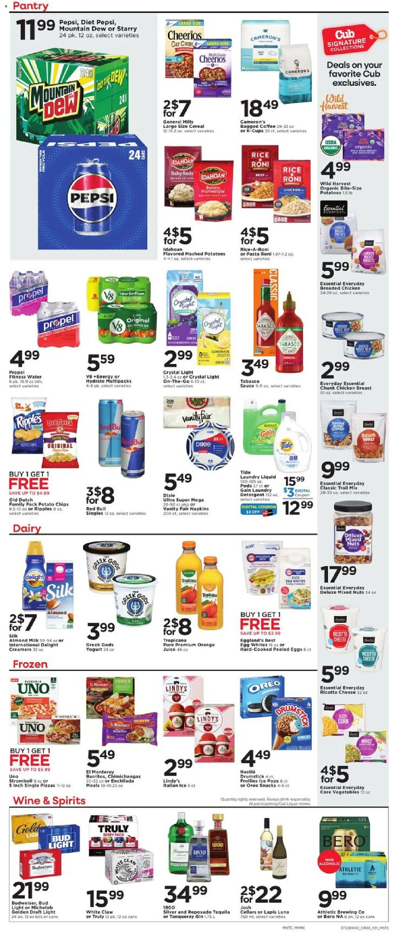 Cub Foods Weekly Ad - valid from 07/12/2026 | Page: 5 | Products: Milk, Cheese, Coffee, Vegetables