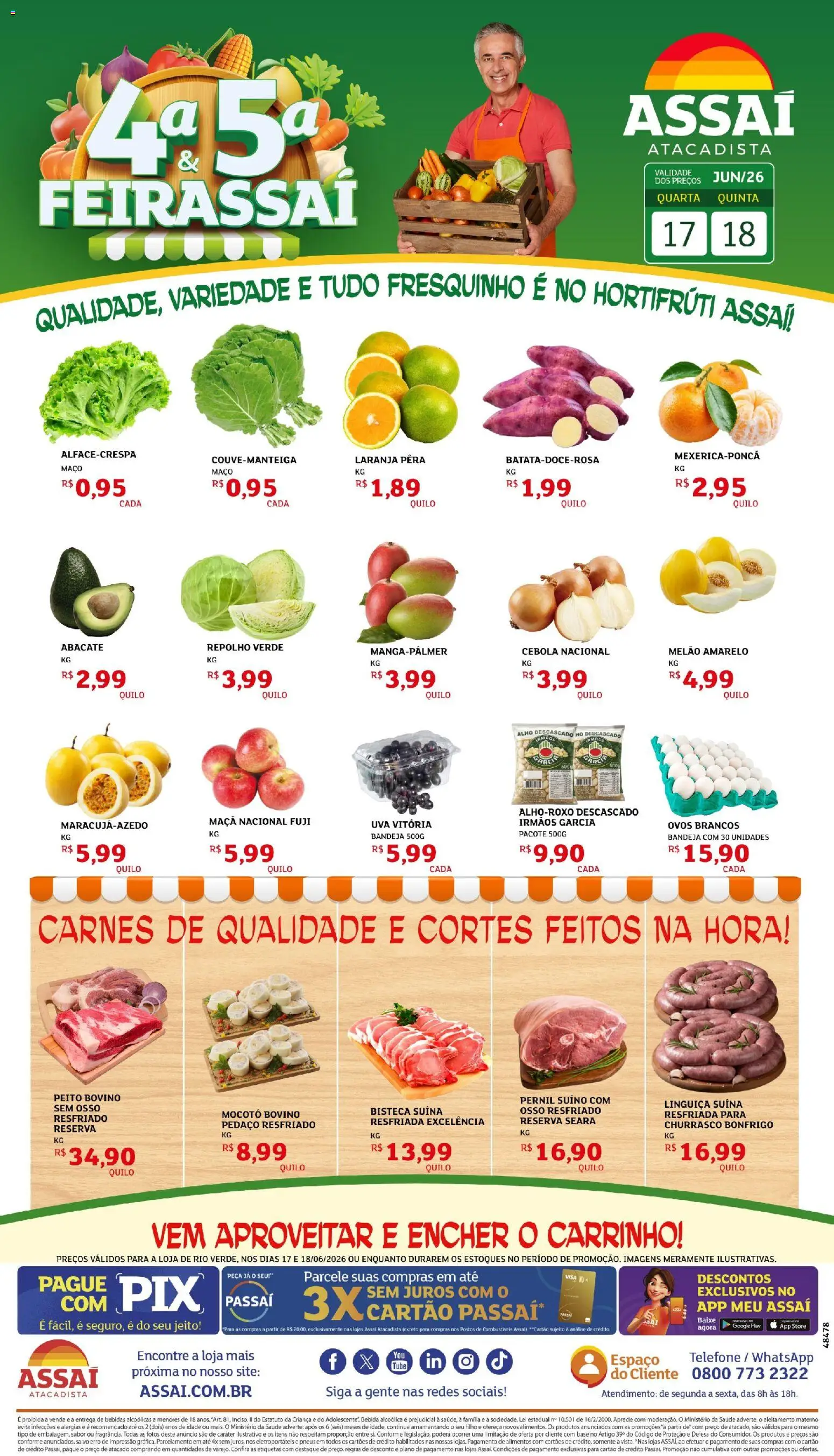 Assaí Atacadista Folheto - válido de 17.06.2026 | Página: 1 | Produtos: Melão, Pera, Ovos, Pneus