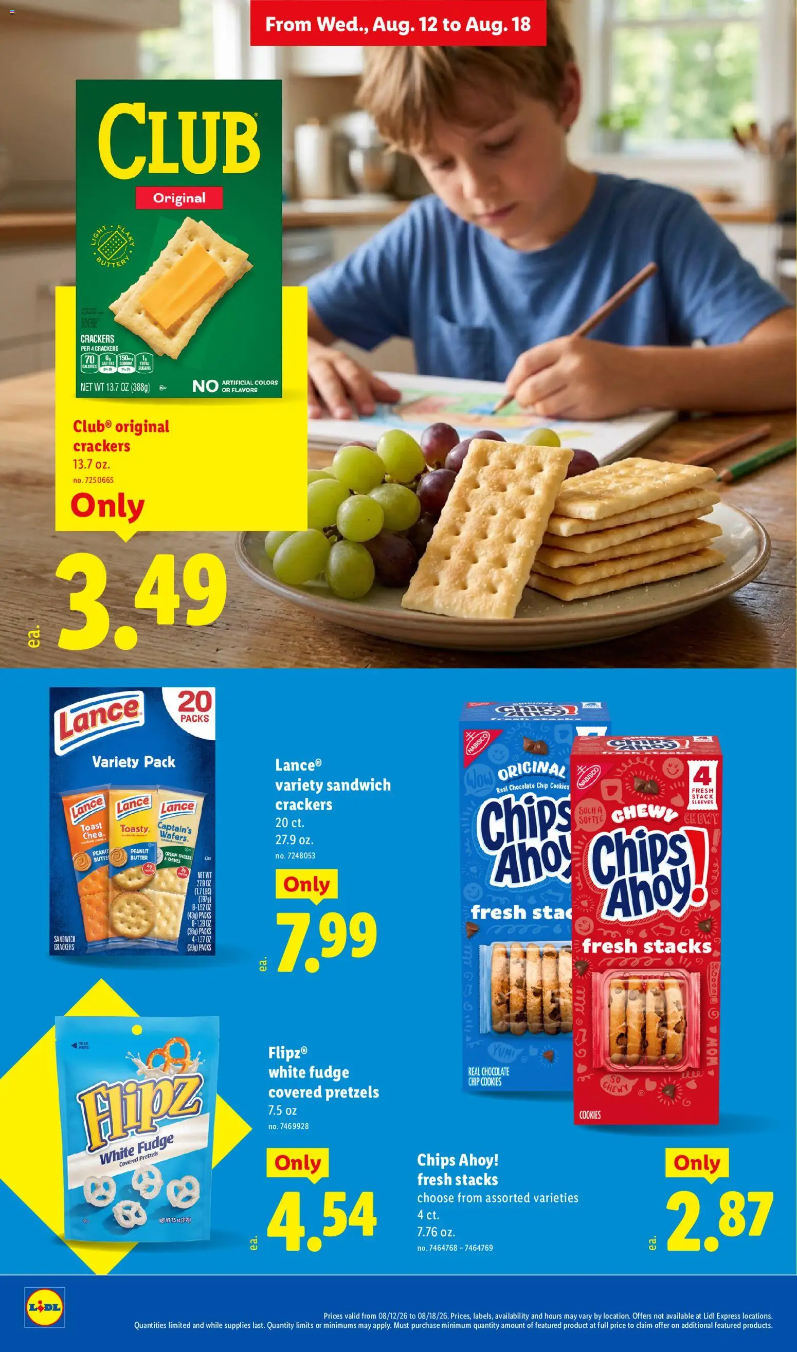 Lidl Weekly Ad - valid from 08/12/2026 | Page: 20 | Products: Crackers, Wafers, Chips, Chocolate Chip