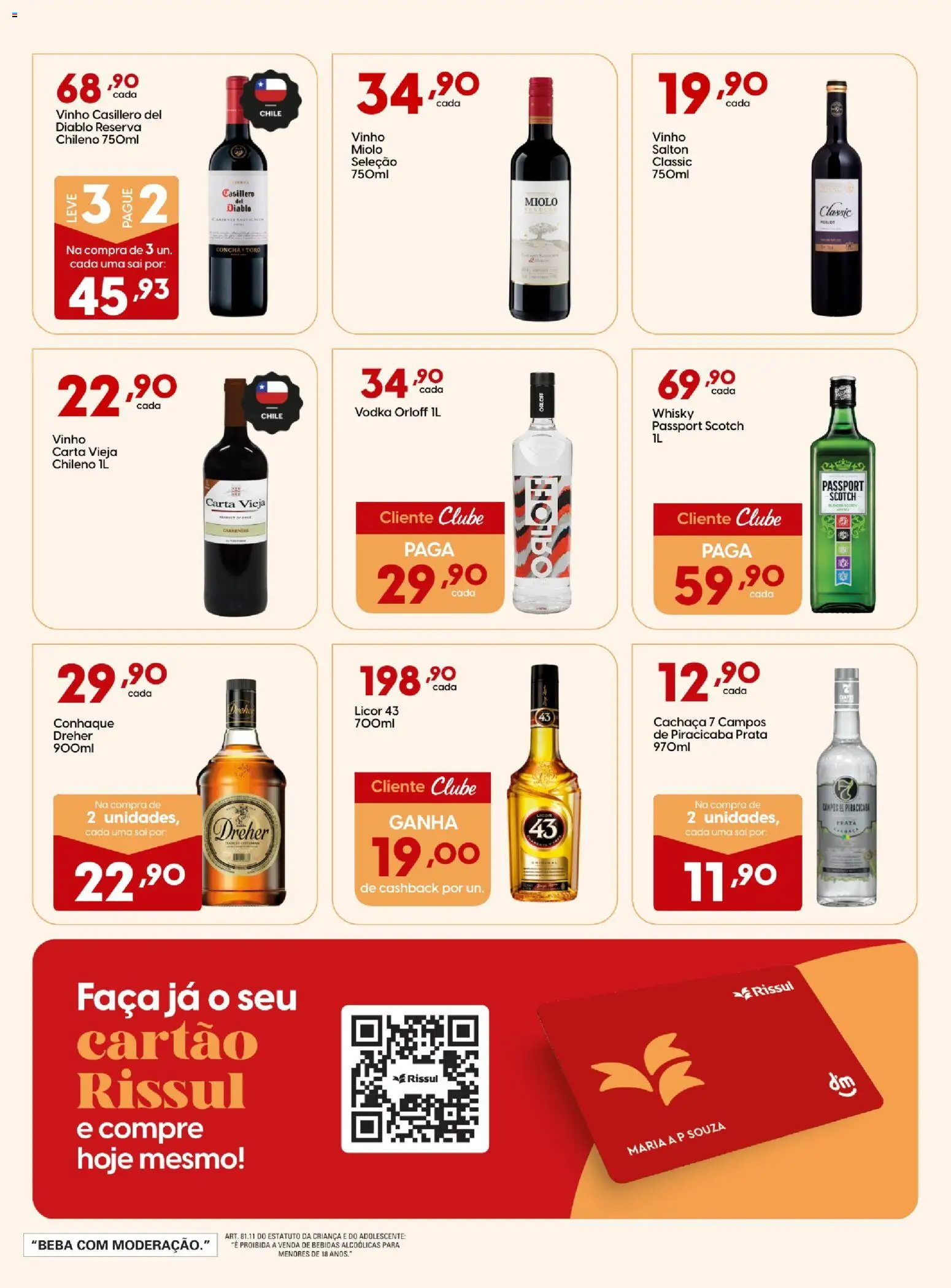 Rissul Folheto - válido de 13/08/2026 | Página: 12 | Produtos: Cachaça, Licor, Licor 43, Bebidas