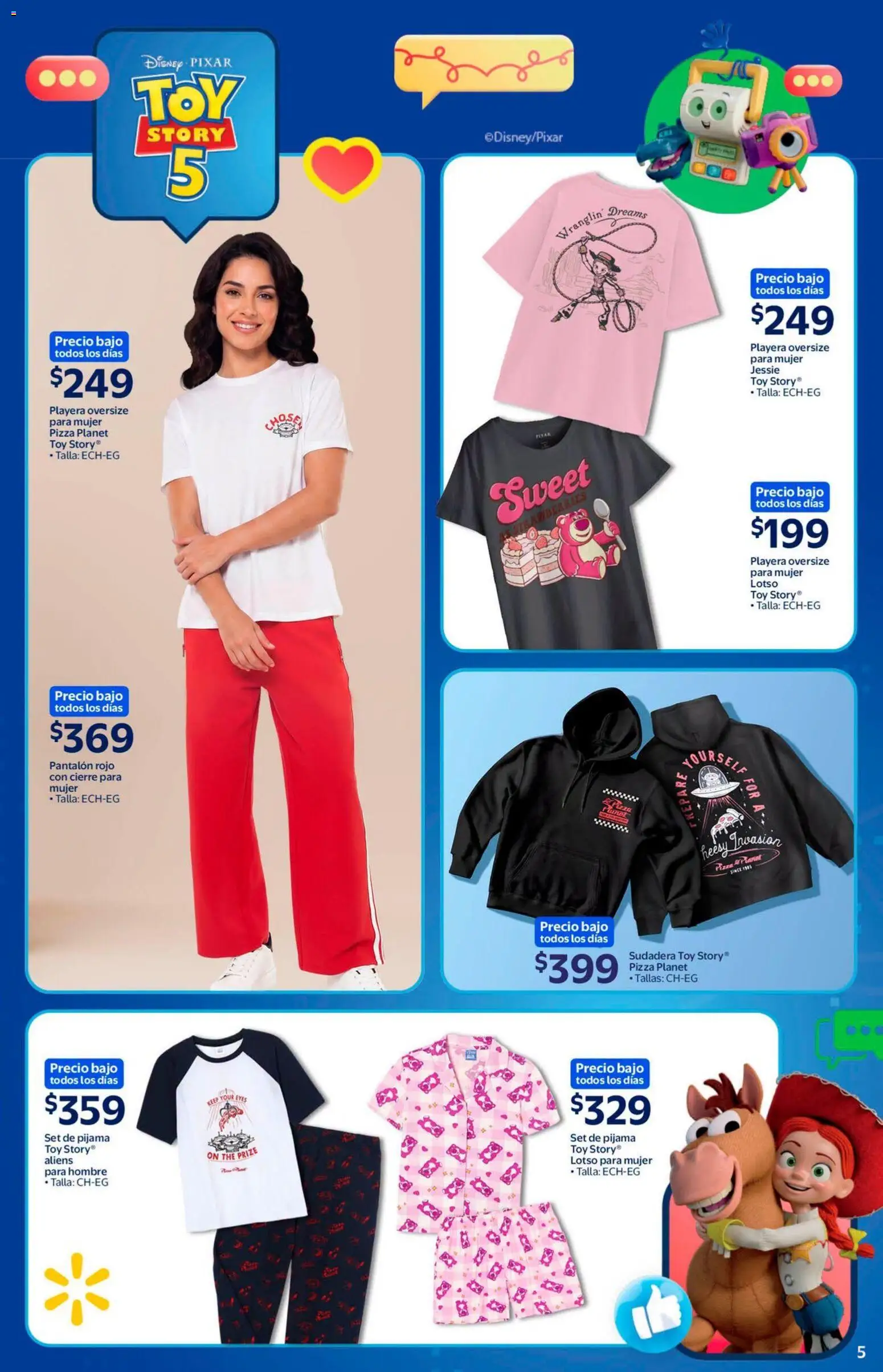 Nuevas ofertas de Walmart válidas en toda la República Mexicana desde el 22/07/2026. ¡Encuentra las mejores ofertas en Walmart folleto Precios bajos todos los días! | Página: 5 | Productos: Pijama, Pizza, Sudadera, Playera