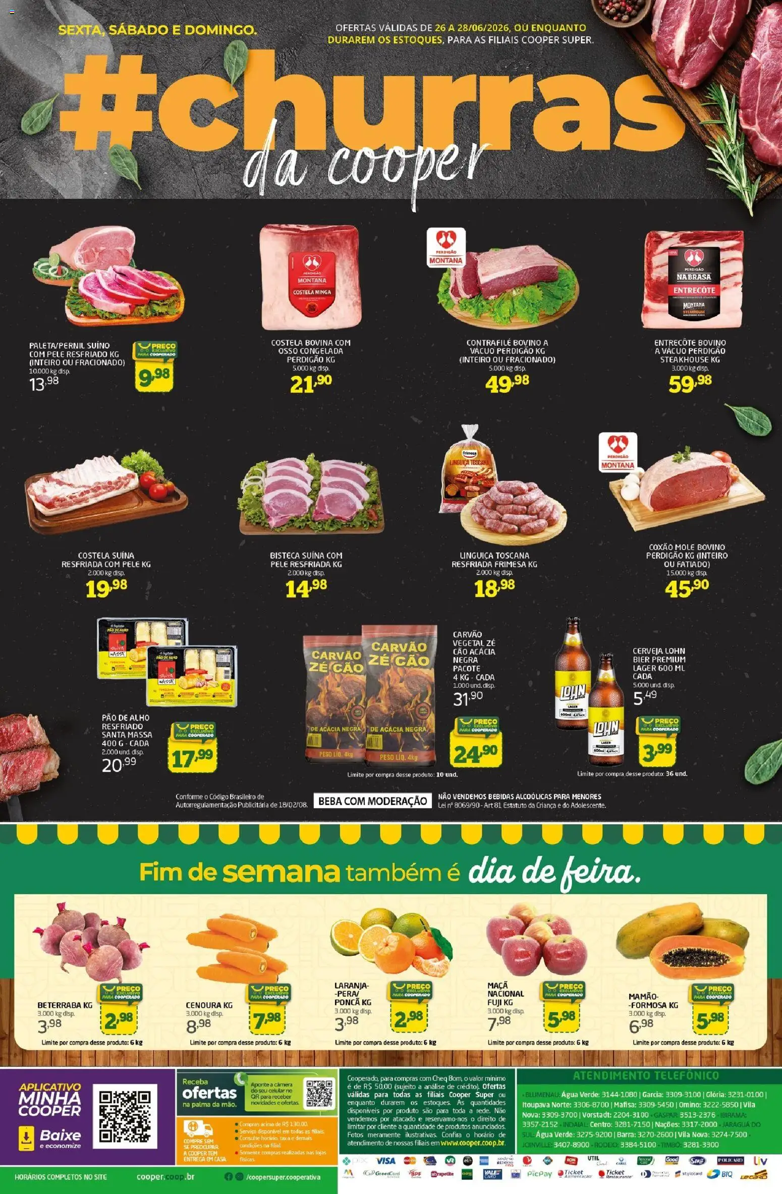Cooper Folheto - válido de 26/06/2026 | Página: 4 | Produtos: Carvão vegetal, Linguiça, Cenoura, Mamão