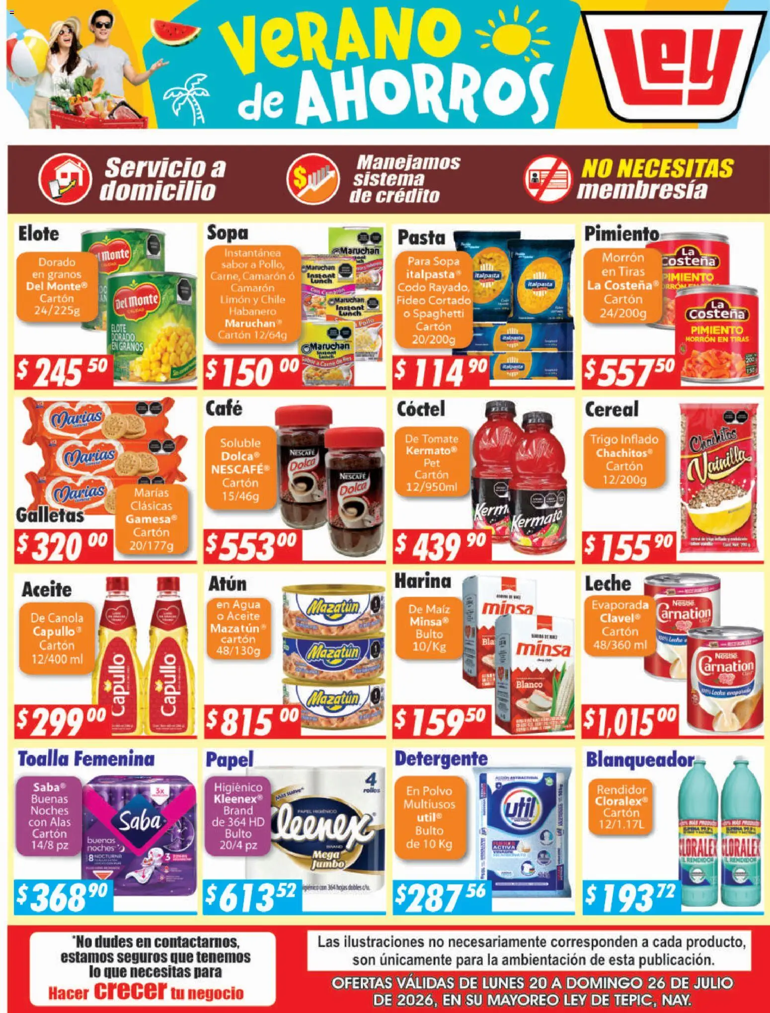 Nuevas ofertas de Casa Ley válidas en toda la República Mexicana desde el 20/07/2026. ¡Encuentra las mejores ofertas en Casa Ley folleto Tepic! | Página: 4 | Productos: Maíz, Atún, Agua, Pasta