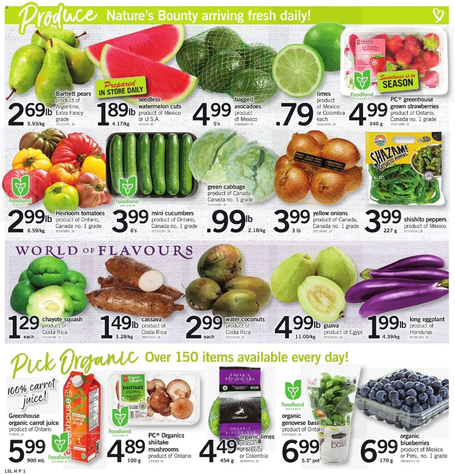 Loblaws flyer valid from 16.04.2026 | Page: 2 | Products: Carrot, Cucumbers, Juice, Tomatoes