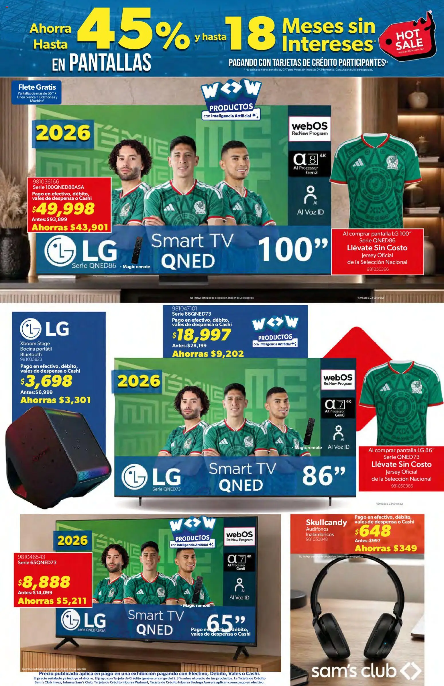 Nuevas ofertas de Sam's Club válidas en toda la República Mexicana desde el 25.05.2026. ¡Encuentra las mejores ofertas en Sam's Club Hot Sale! | Página: 3 | Productos: Pantallas, Audífonos, Bocina, Despensa