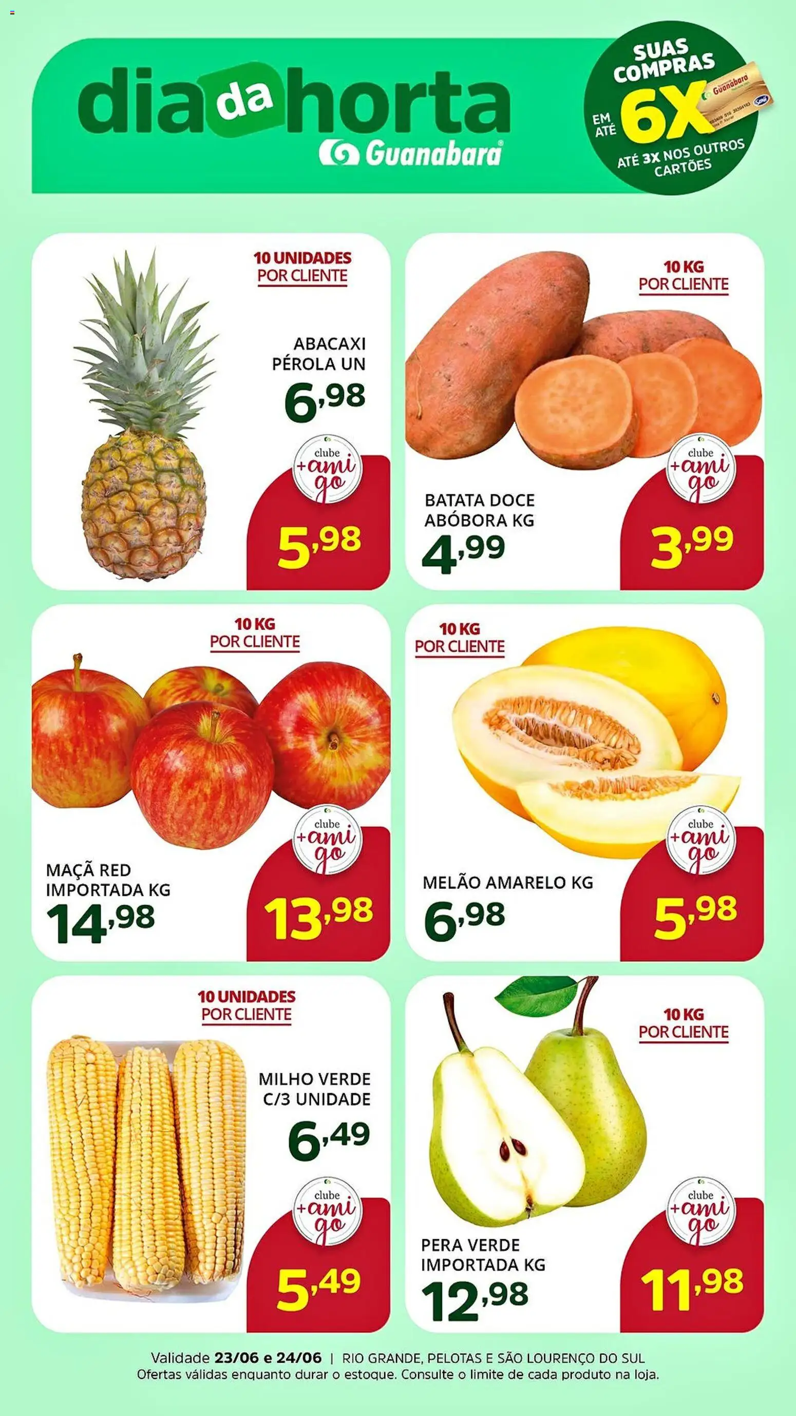 Supermercado Guanabara Folheto - válido de 23/06/2026 | Página: 1 | Produtos: Melão, Abóbora, Milho verde, Batata