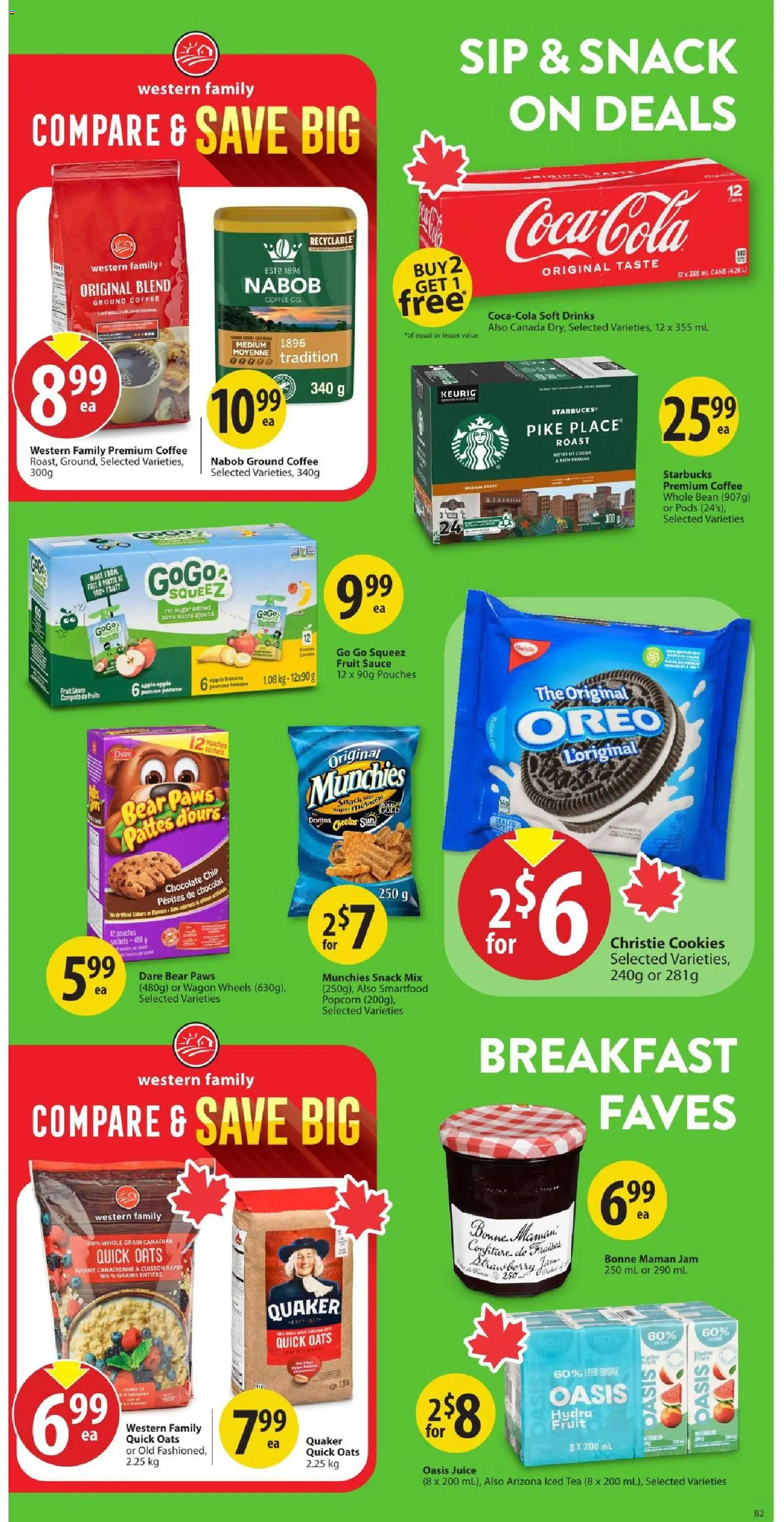 Save on foods flyer valid from Aug 13, 2026 | Page: 18 | Products: Cookies, Popcorn, Jam, Ground coffee