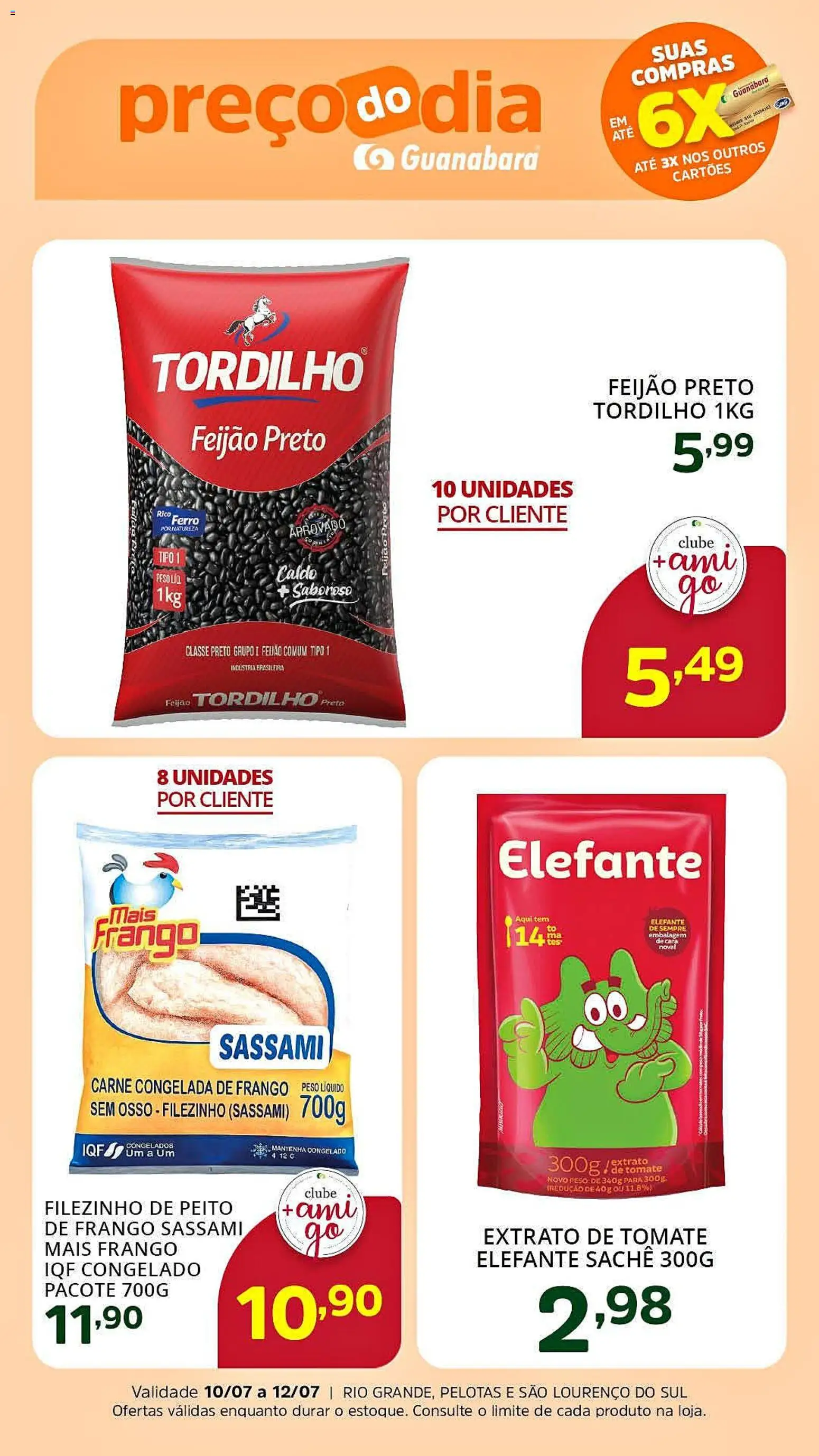 Supermercado Guanabara Folheto - válido de 10/07/2026 | Página: 2 | Produtos: Feijão, Carne, Frango, Peito de frango