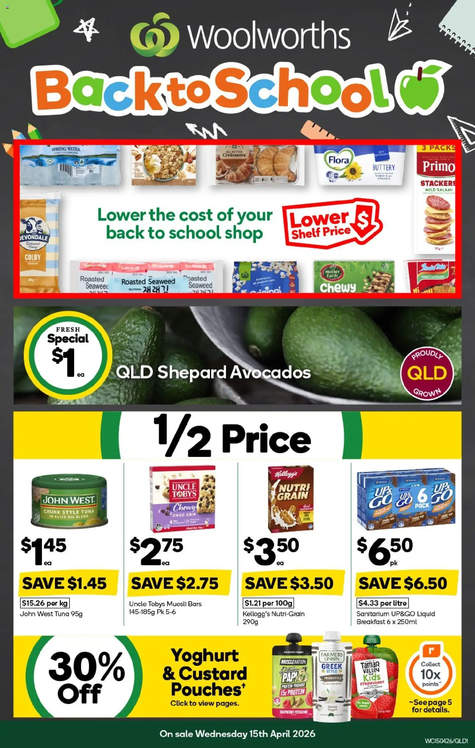 Woolworths catalogue - valid from 15.04.2026 | Page: 1 | Products: Shelf, Butter, Yoghurt, Salami