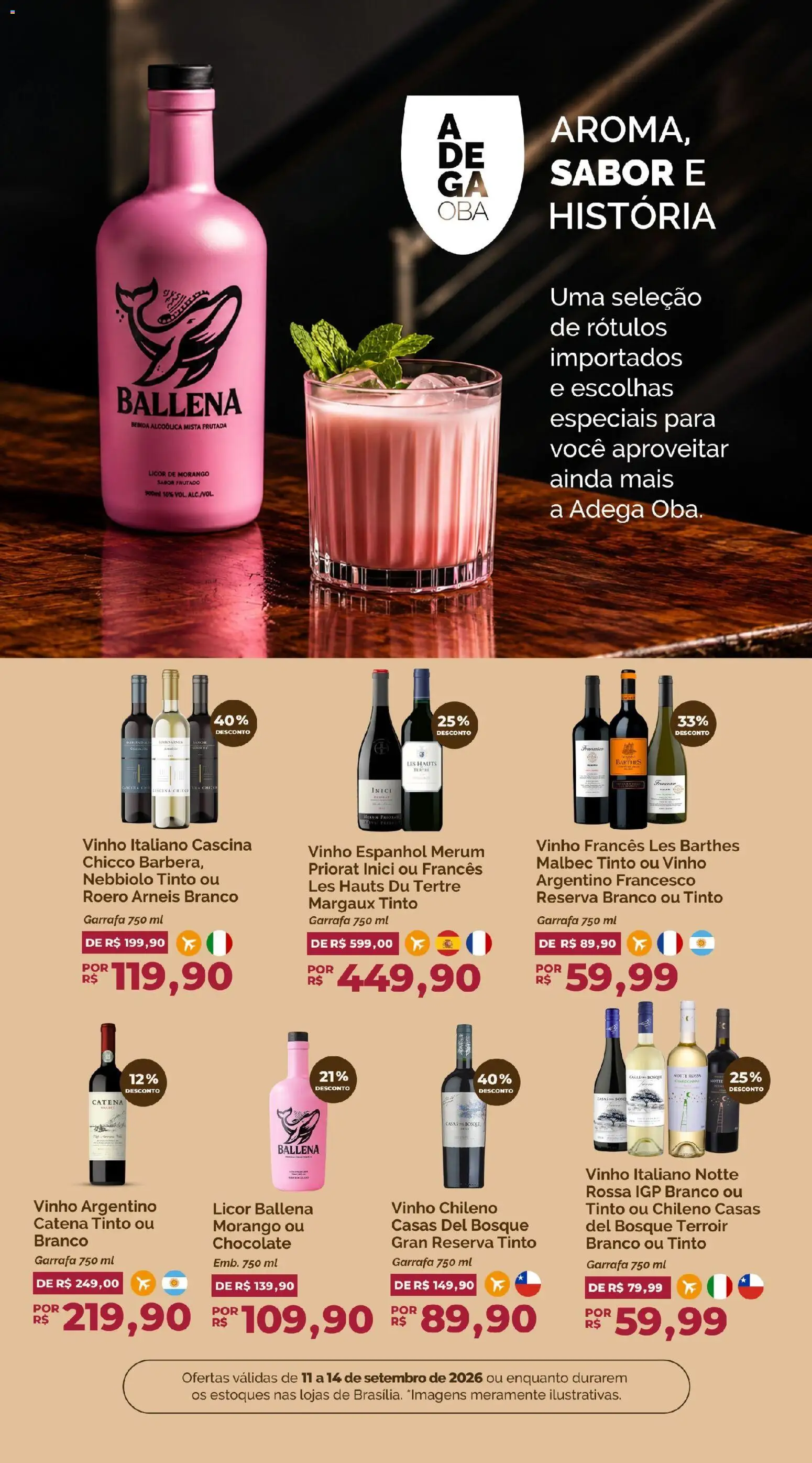 Oba Hortifruti Folheto - válido de 11/09/2026 | Página: 7 | Produtos: Licor, Chocolate, Vinho, Bebida