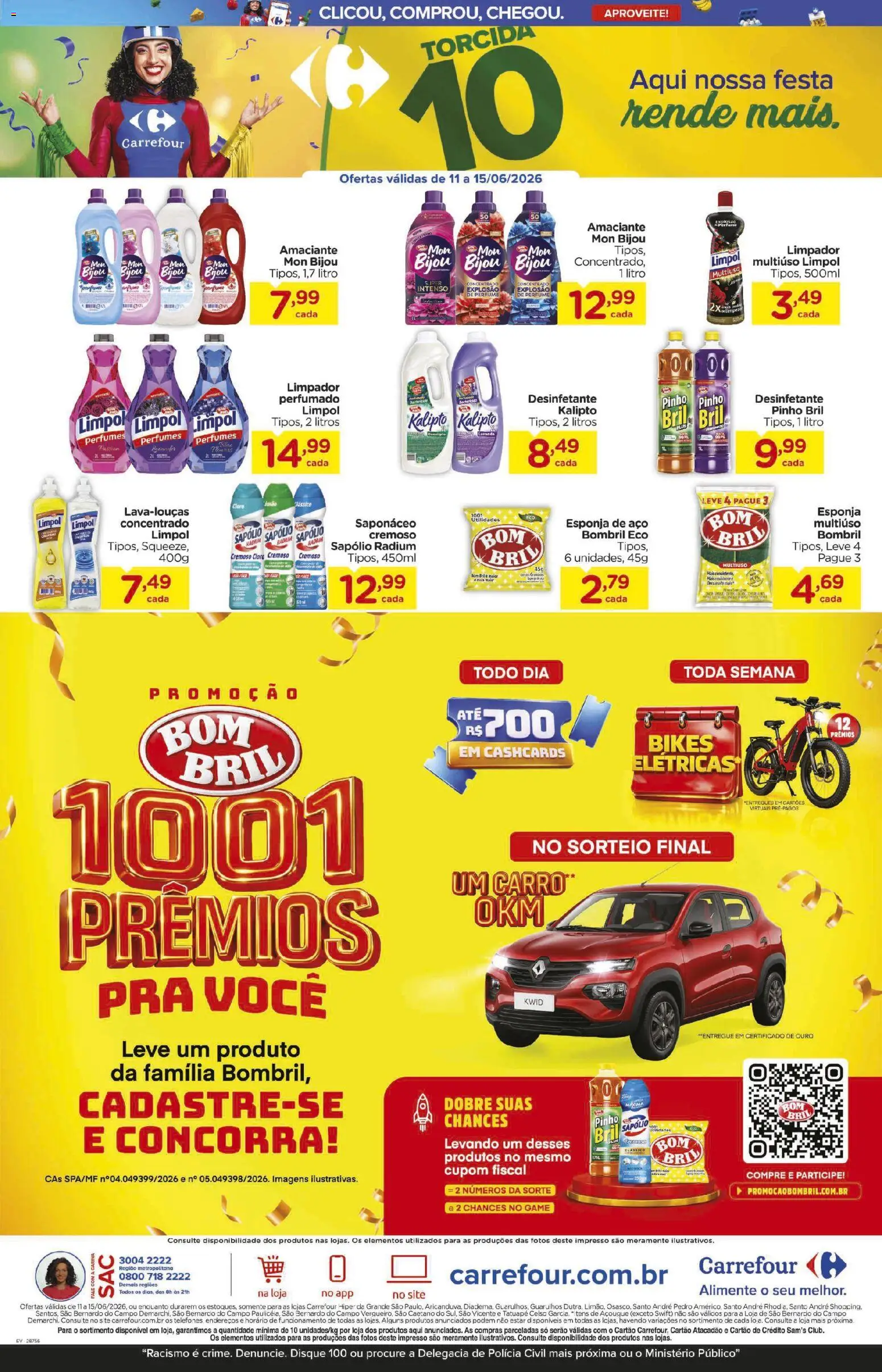 Carrefour Folheto - válido de 11.06.2026 | Página: 11 | Produtos: Esponja, Esponja de aço, Amaciante, Desinfetante