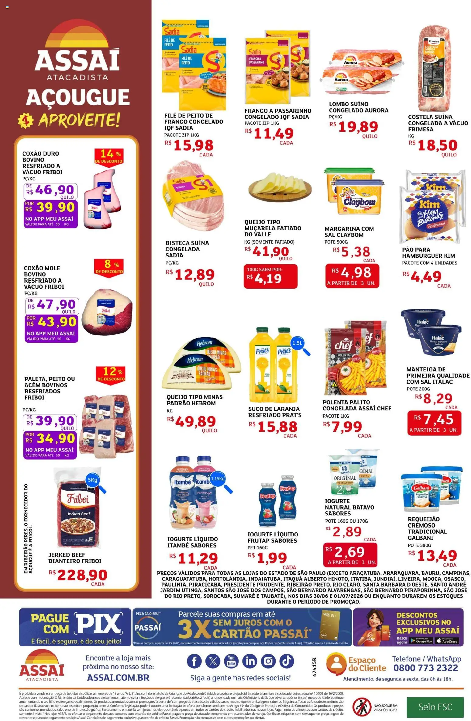 Assaí Atacadista Folheto - válido de 30/06/2026 | Página: 2 | Produtos: Suco, Sal, Requeijão, Peito de frango