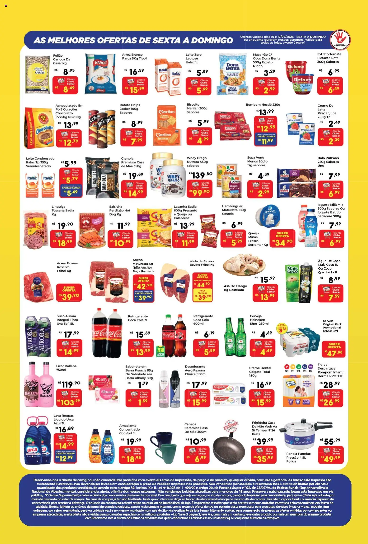 Semar Supermercado Folheto - válido de 10/07/2026 | Página: 1 | Produtos: Pó, Salsicha, Presunto, Granola