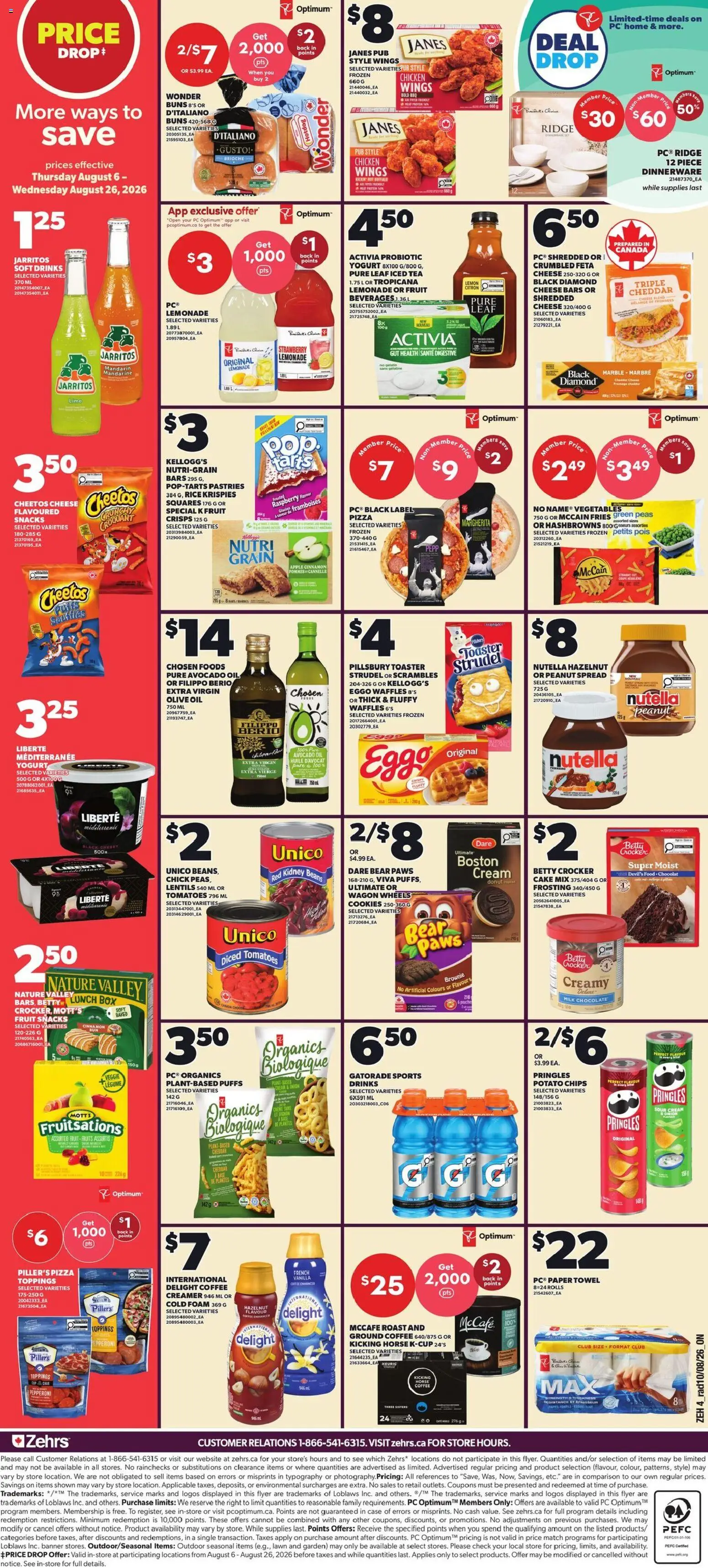 Zehrs flyer valid from Aug 13, 2026 | Page: 2 | Products: Roast, Nutella, Box, Cheese