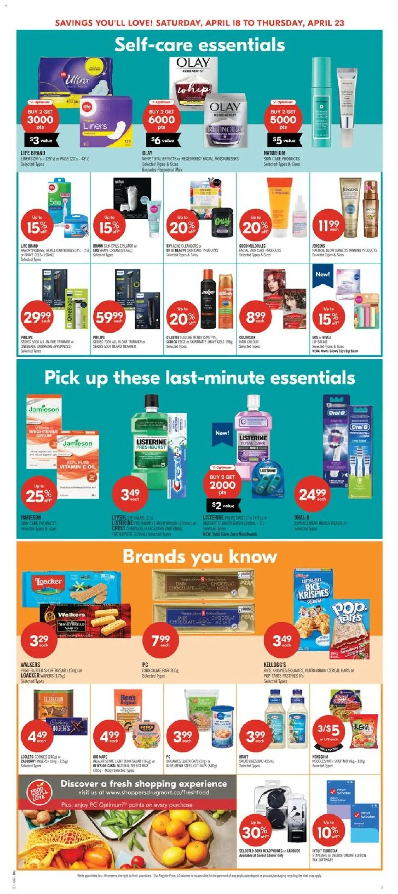 Shoppers flyer valid from 17.04.2026 | Page: 15 | Products: Epilator, Brush, Toothpaste, Butter