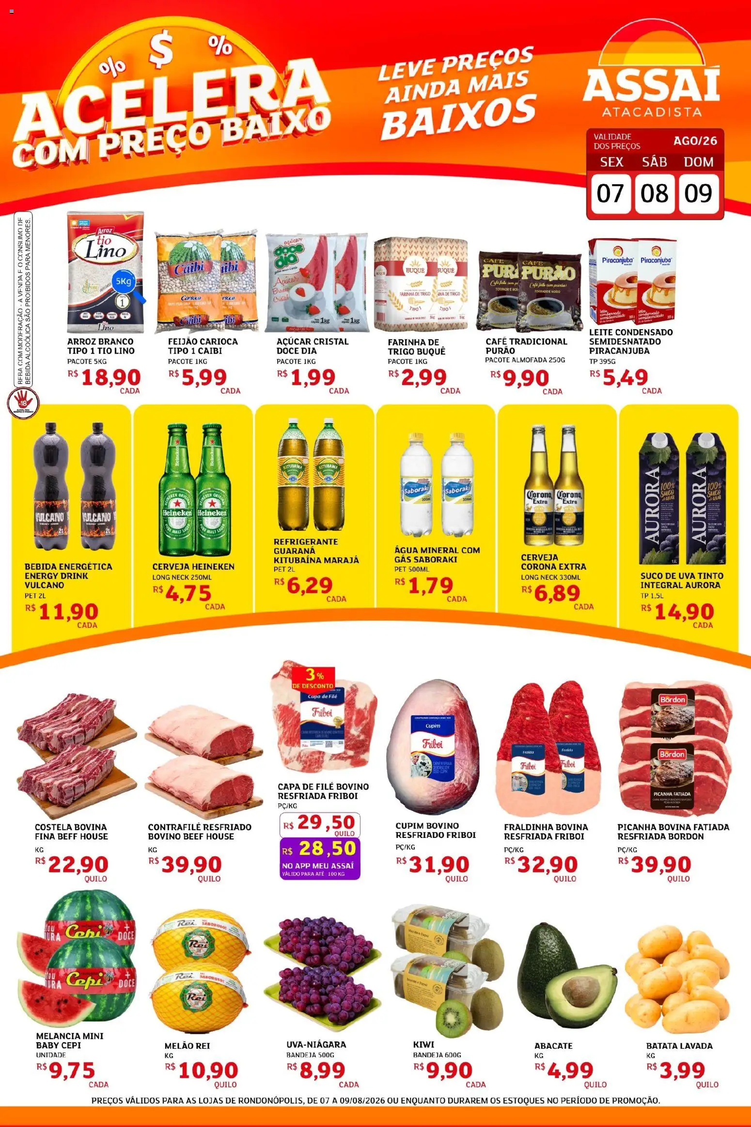 Assaí Atacadista Folheto - válido de 07/08/2026 | Página: 1 | Produtos: Guaraná, Suco, Kiwi, Bandeja