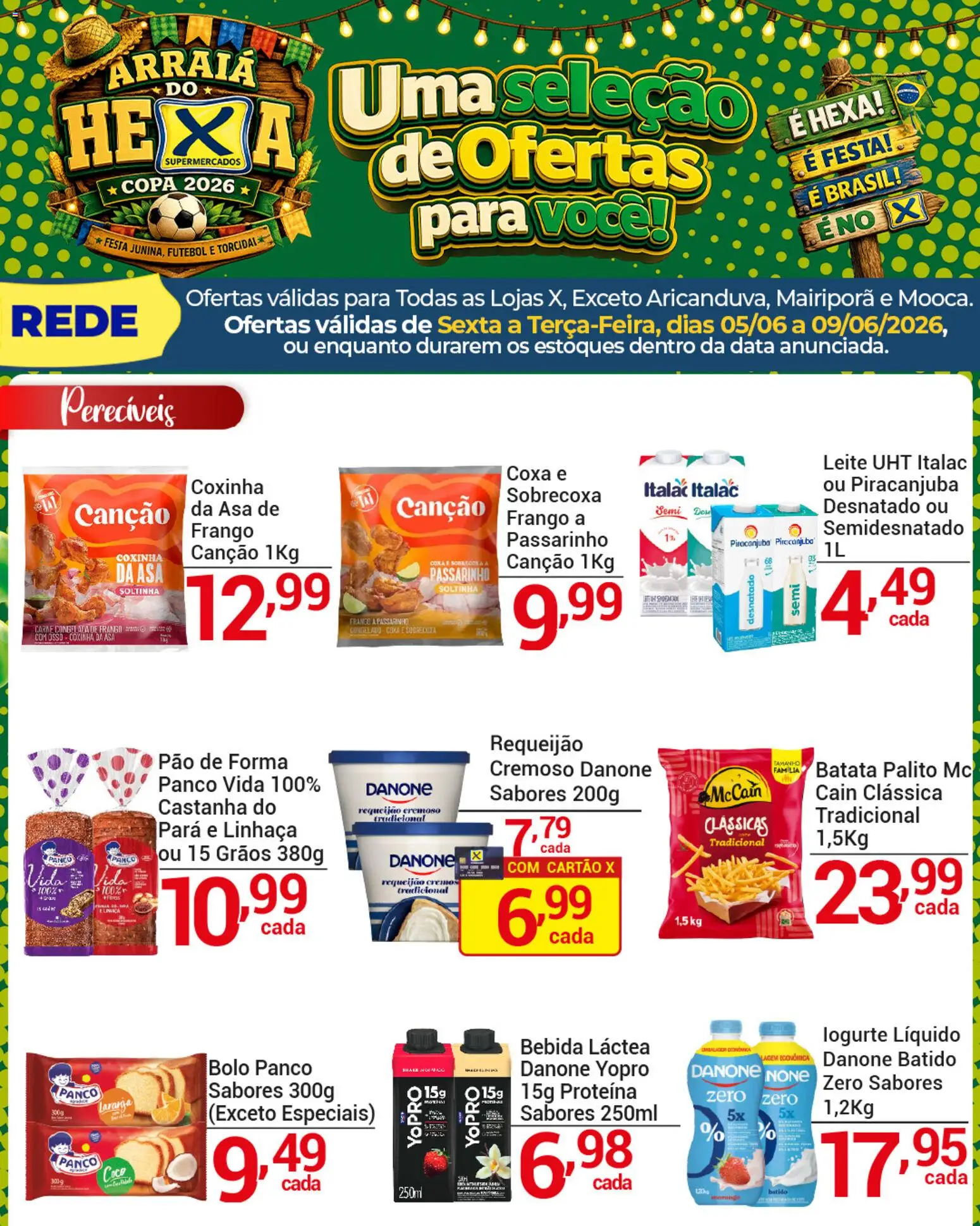 X Supermercados Folheto - válido de 05.06.2026 | Página: 2 | Produtos: Linhaça, Pão de forma, Bebida, Batata
