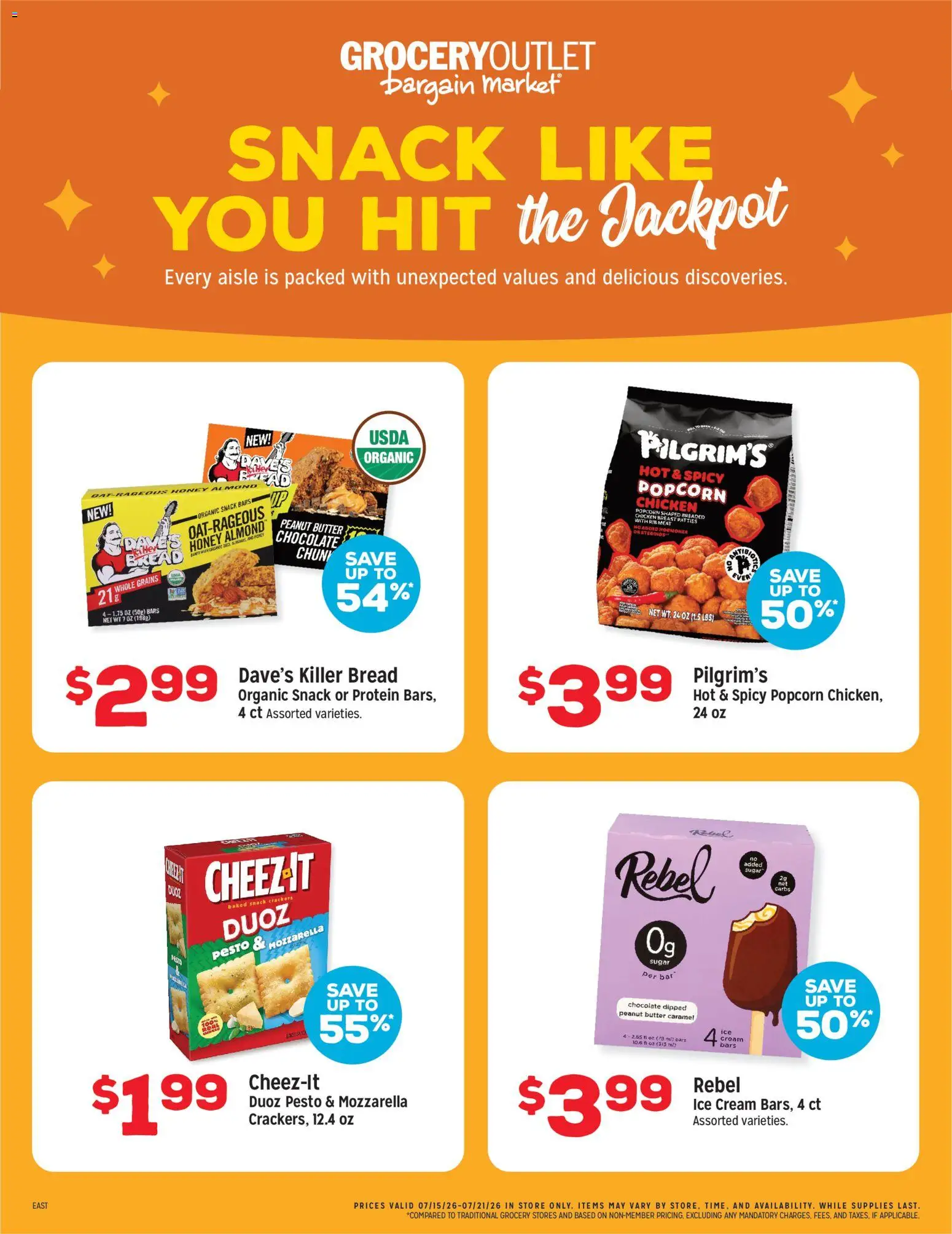Grocery Outlet Weekly Ad - valid from 07/15/2026 | Page: 1 | Products: Butter, Bread, Chocolate, Cream