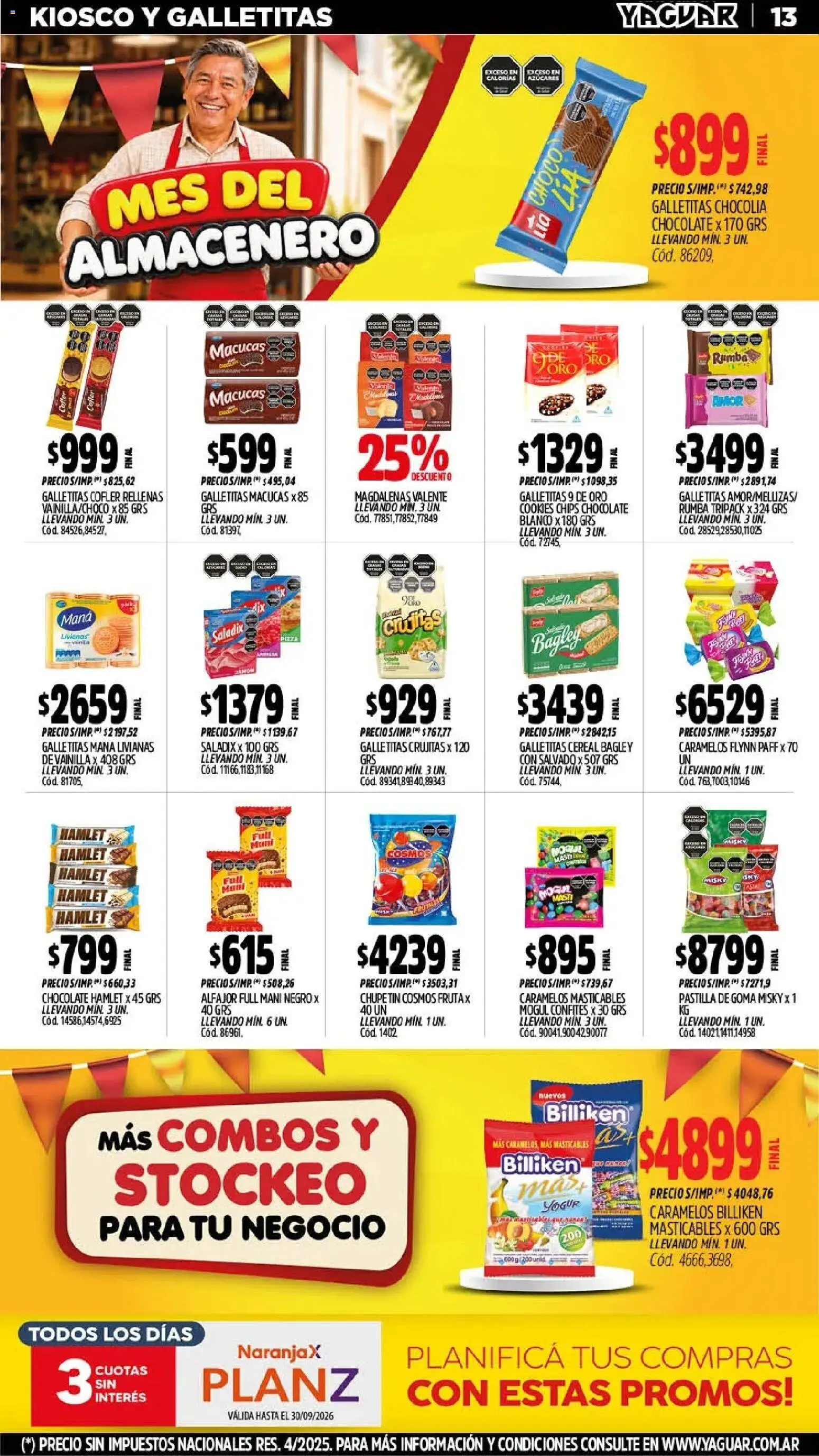 Yaguar - Oferta Semanal Jujuy │ válido desde el 21/09/2026 | Página: 12 | Productos: Vainilla, Mani, Chocolate, Alfajor