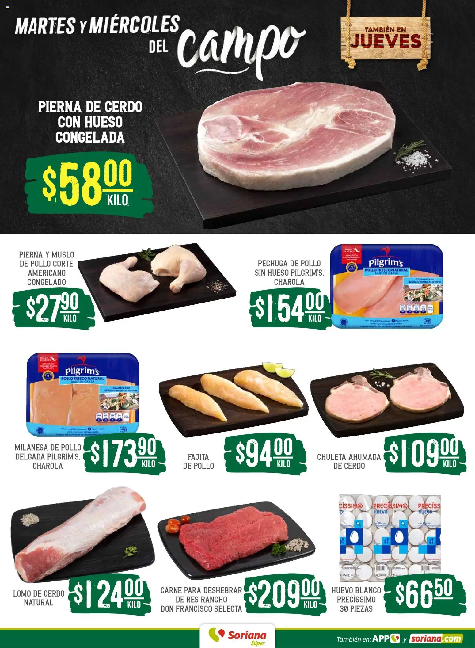 Nuevas ofertas de Soriana válidas en toda la República Mexicana desde el 19.05.2026. ¡Encuentra las mejores ofertas en Soriana Martes y Miércoles del Campo Súper: Chih, Delicias, Dur y Coah (excepto Saltillo)! | Página: 4 | Productos: Pollo, Huevo, Cerdo, Res