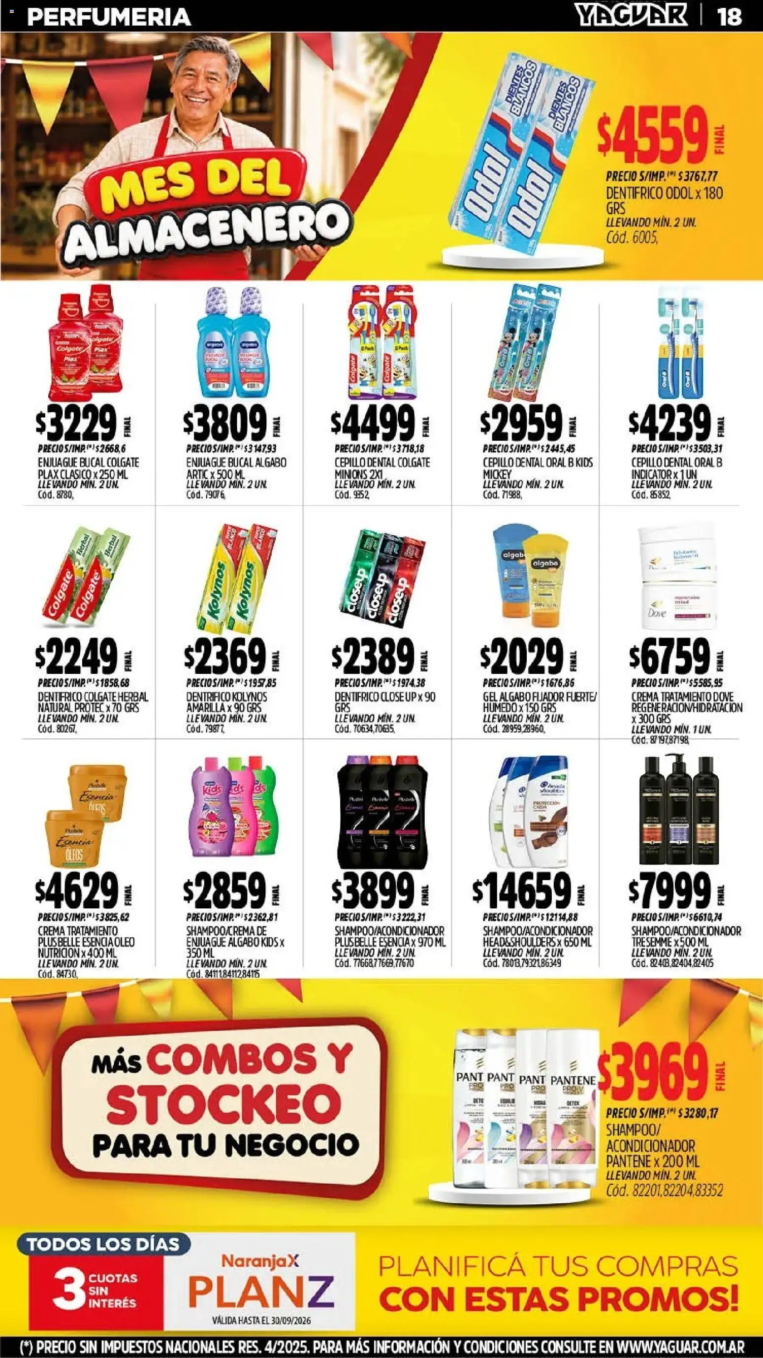 Yaguar - Oferta Semanal Parque Chacabuco │ válido desde el 28/09/2026 | Página: 18 | Productos: Cepillo, Acondicionador, Fijador, Enjuague bucal