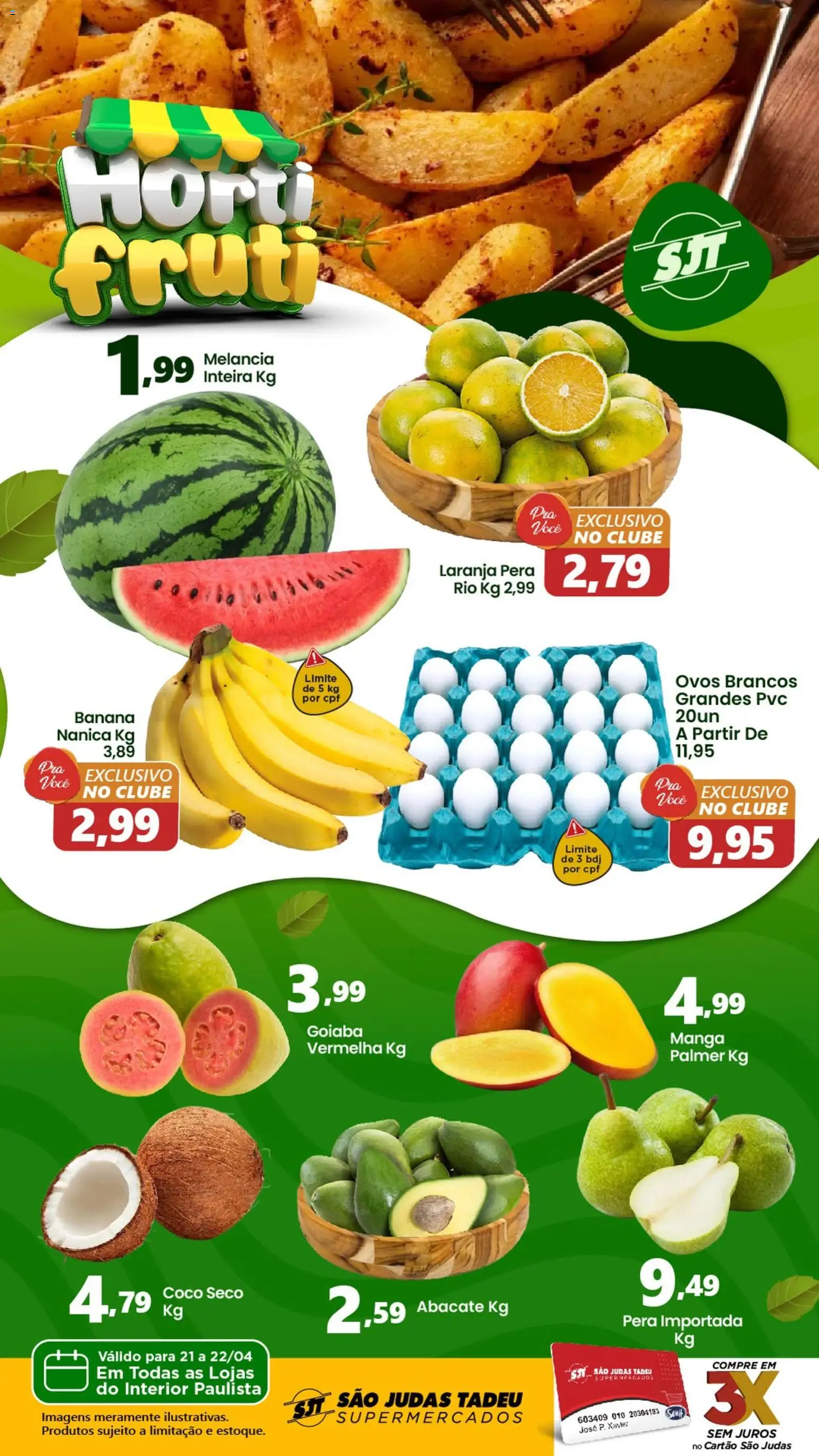 São Judas Tadeu Folheto - válido de 21.04.2026 | Página: 1 | Produtos: Coco, Melancia, Pera, Ovos
