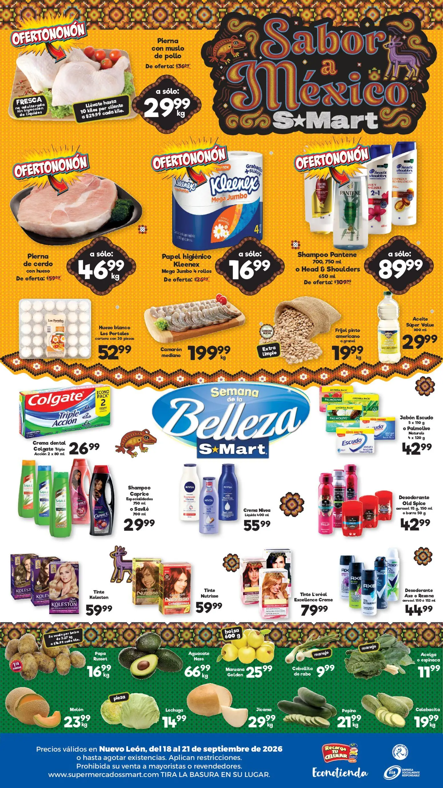 Nuevas ofertas de S-Mart válidas en toda la República Mexicana desde el 18/09/2026. ¡Encuentra las mejores ofertas en S-Mart folleto Monterrey! | Página: 2 | Productos: Desodorante, Especialidades, Crema, Cerdo