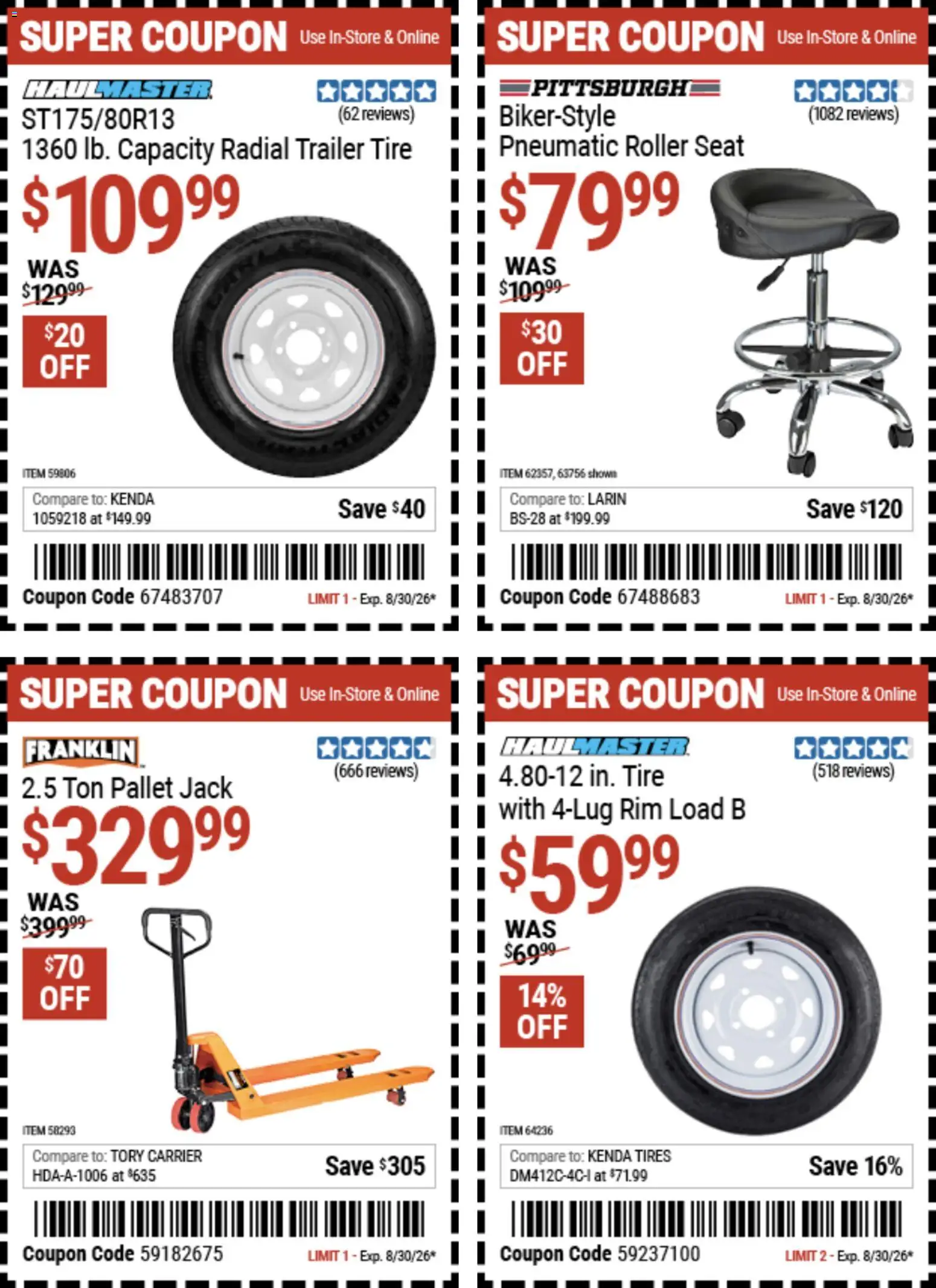 Harbor Freight Weekly Ad - valid from 08/17/2026 | Page: 4 | Products: Pneumatic, Tire