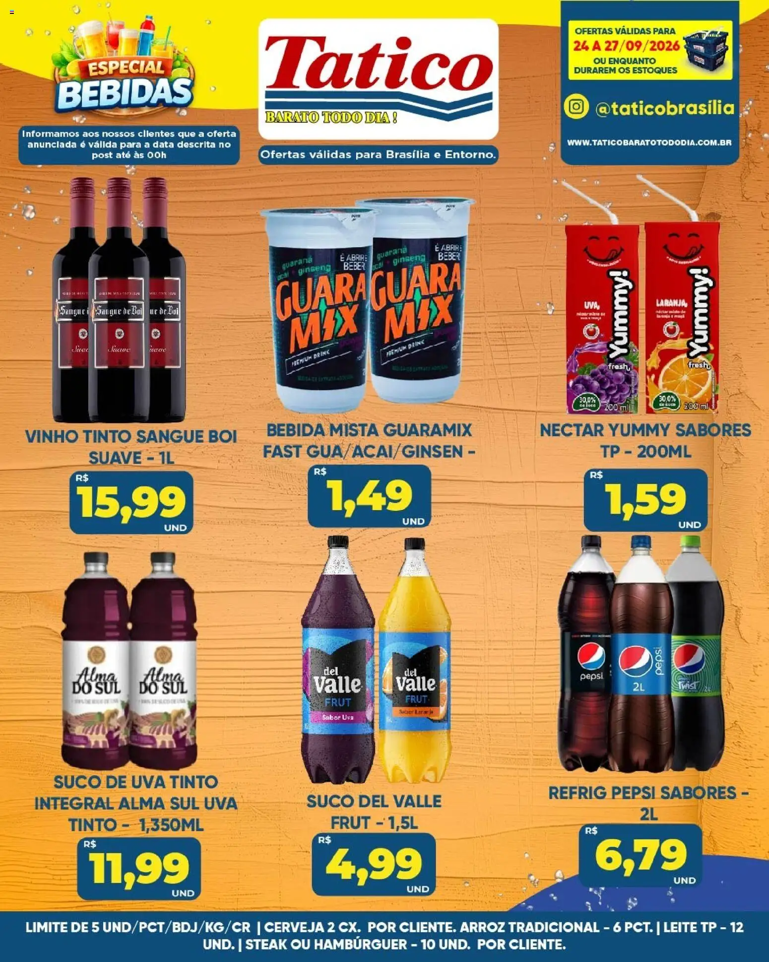 Tatico Folheto - válido de 25/09/2026 | Página: 27 | Produtos: Vinho tinto, Suco, Cerveja, Arroz