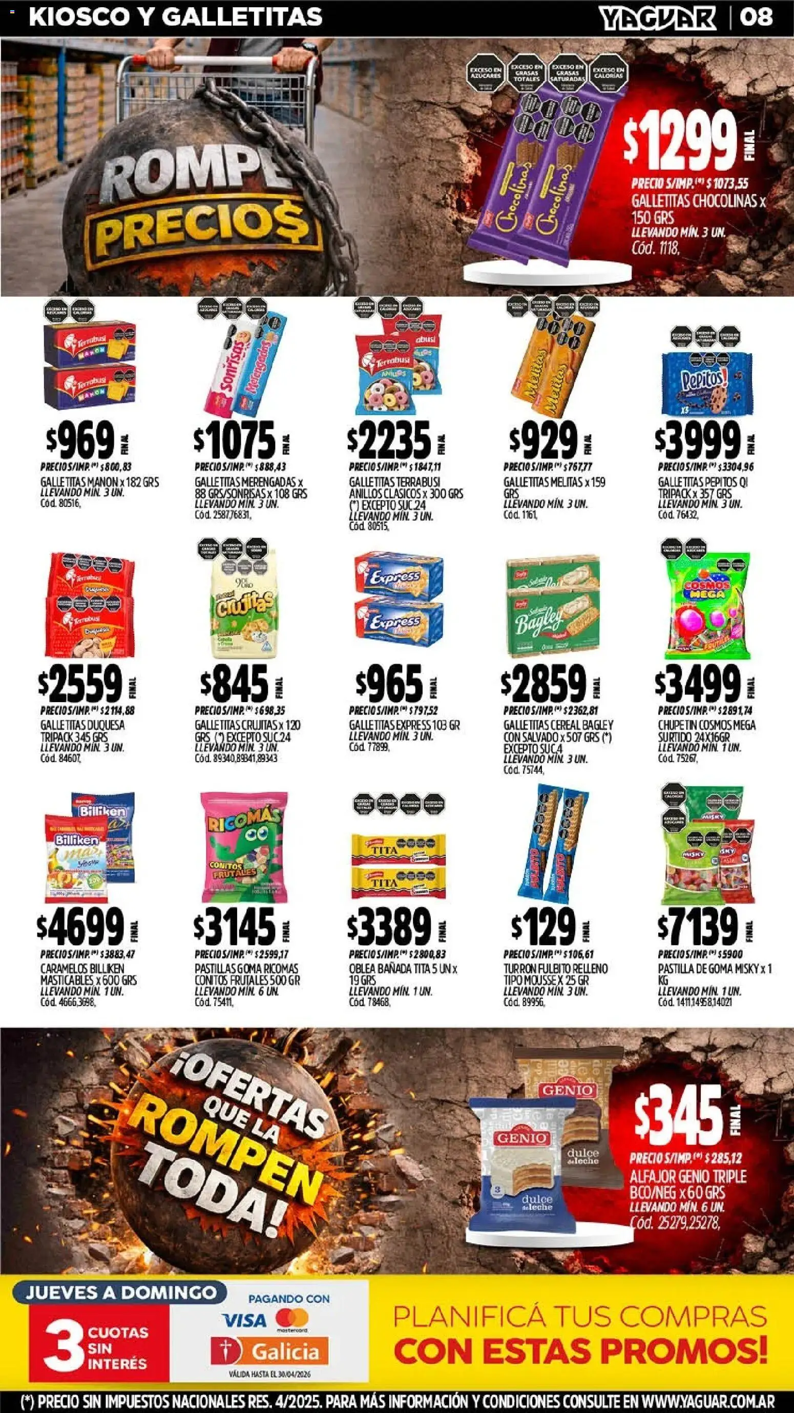 Yaguar - Oferta Semanal General Roca │ válido desde el 06/04/2026 | Página: 9 | Productos: Galletitas, Dulce, Mousse, Alfajor