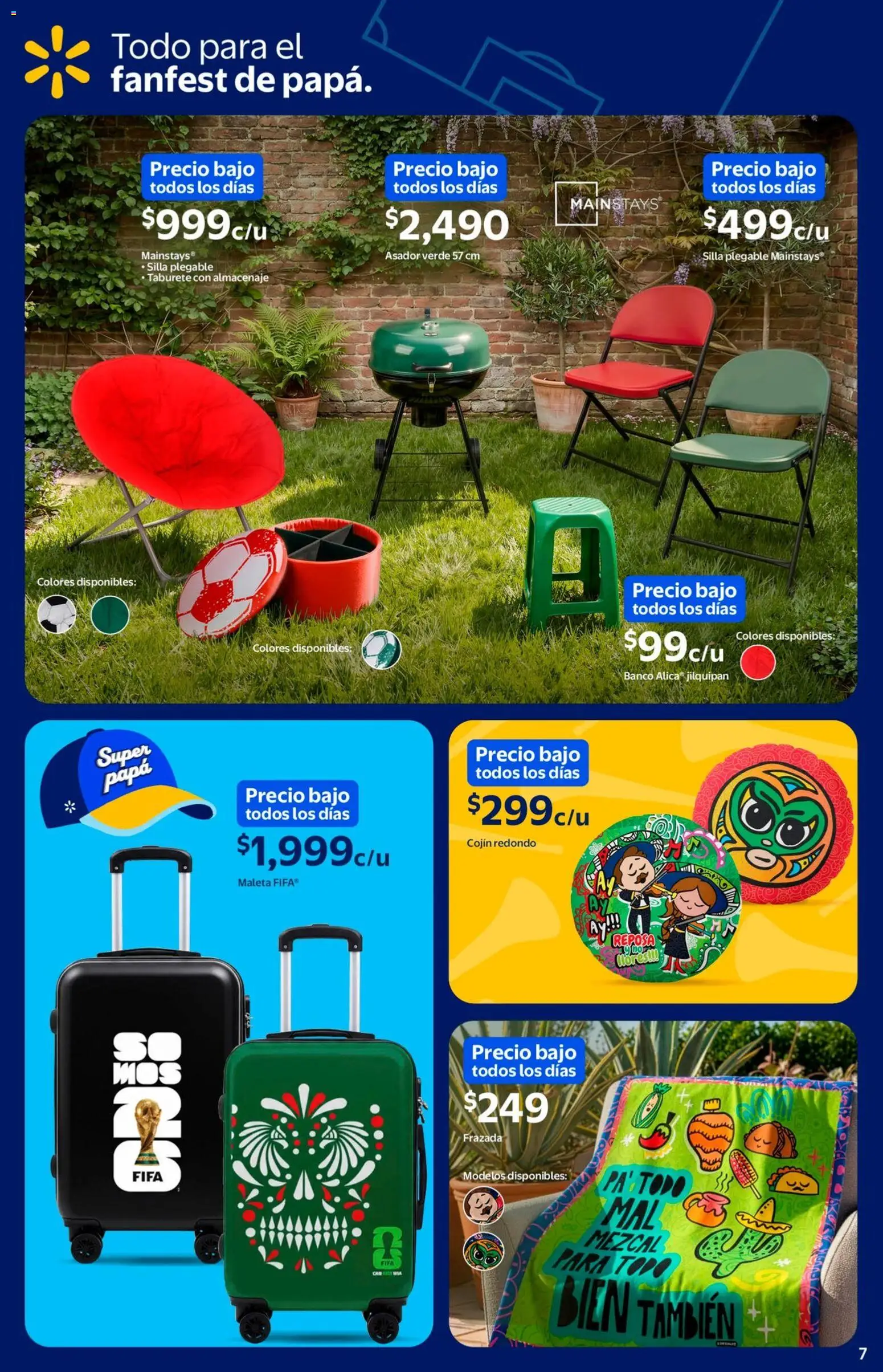 Nuevas ofertas de Walmart válidas en toda la República Mexicana desde el 11.05.2026. ¡Encuentra las mejores ofertas en  Walmart folleto El mejor doblete para papá! | Página: 7 | Productos: Papa, Silla, Maleta, Banco