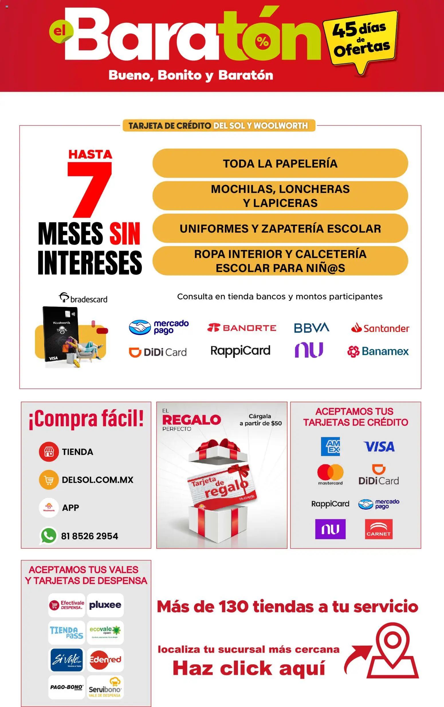 Nuevas ofertas de Del Sol y Woolworth válidas en toda la República Mexicana desde el 09/07/2026. ¡Encuentra las mejores ofertas en Del Sol y Woolworth catálogo Bueno, Bonito y Baratón! | Página: 25 | Productos: Ropa, Ropa interior, Despensa