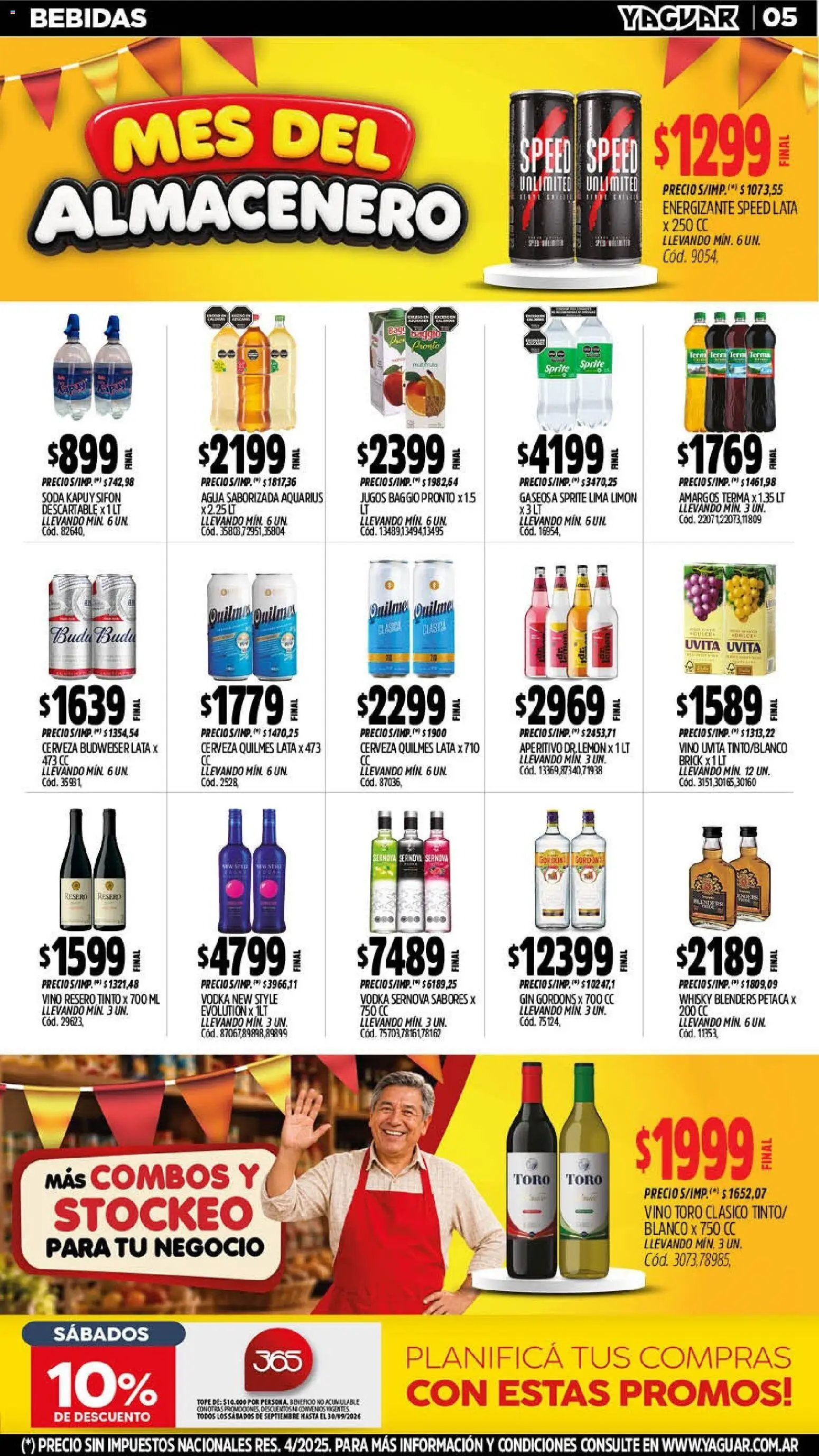 Yaguar - Oferta Semanal Chaco │ válido desde el 07/09/2026 | Página: 5 | Productos: Whisky, Sprite, Vino, Agua saborizada