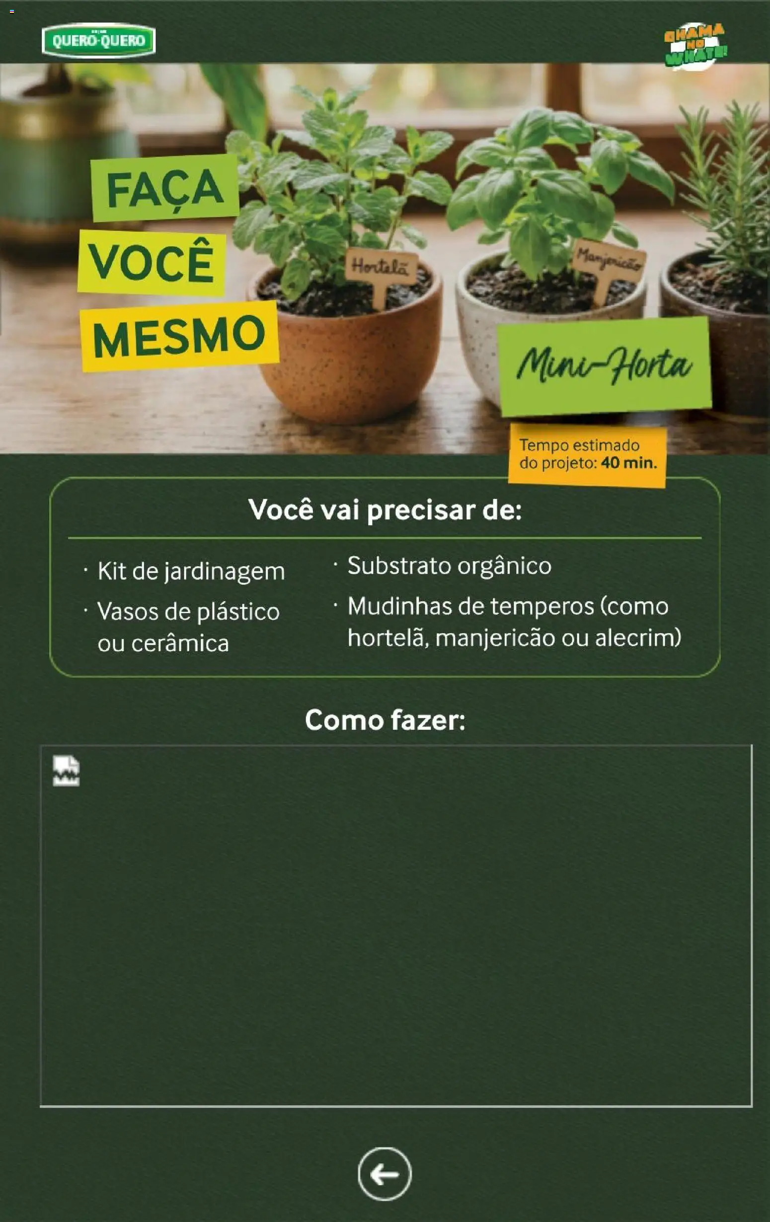 Lojas Quero-Quero Folheto - válido de 29/07/2026 | Página: 13 | Produtos: Manjericão, Faca, Kit de jardinagem