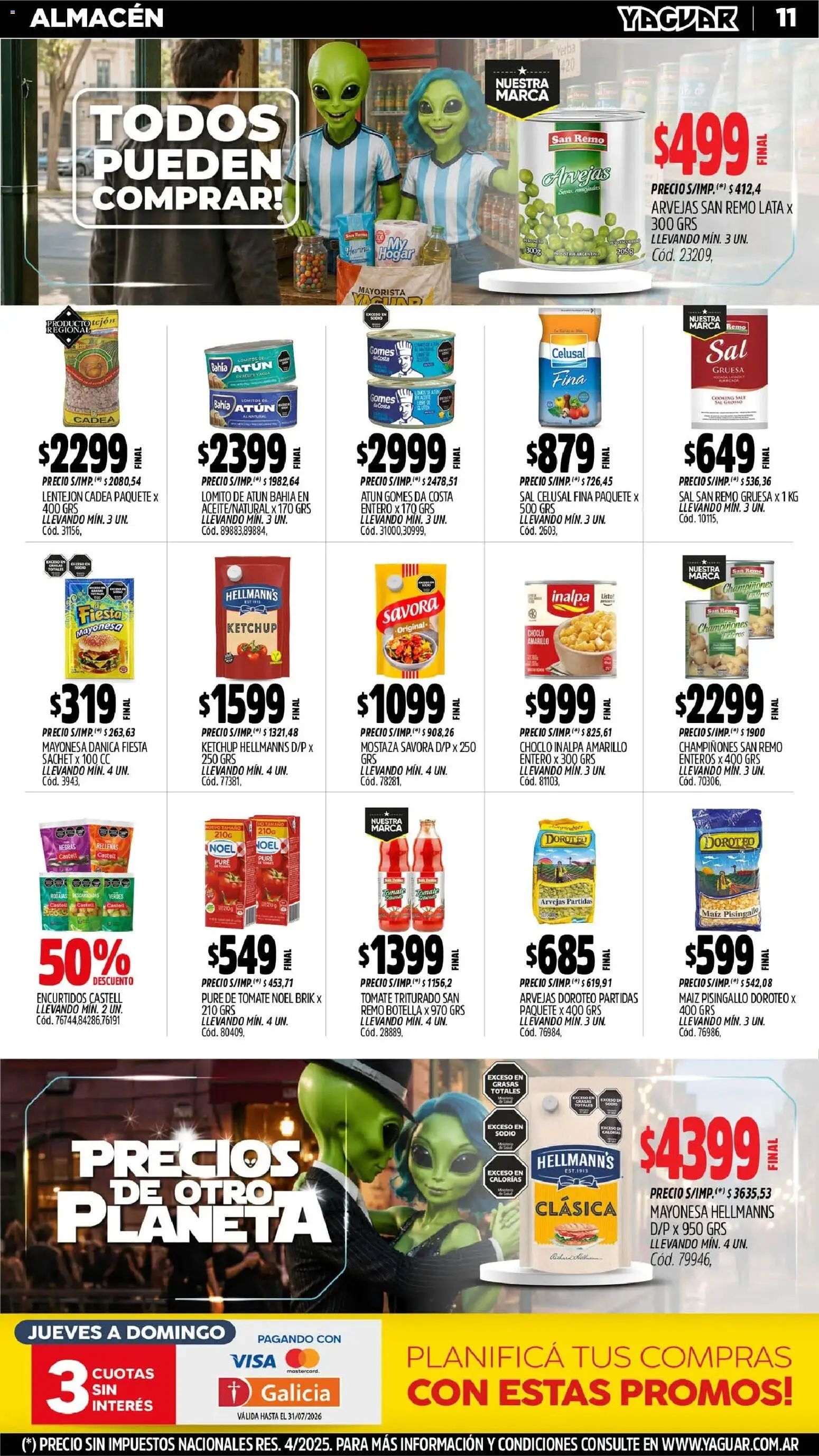 Yaguar - Oferta Semanal Mendoza │ válido desde el 29/06/2026 | Página: 11 | Productos: Harina, Maiz, Sal, Pure de Tomate