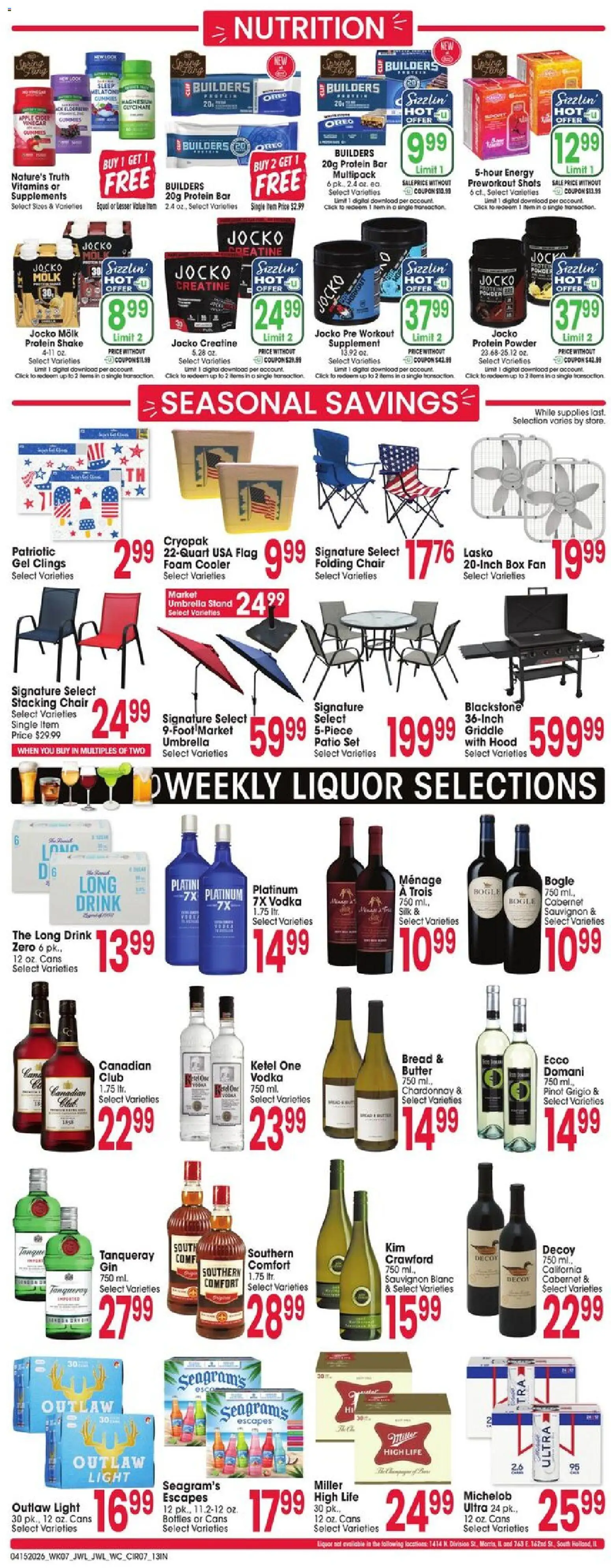 Jewel Osco Weekly Ad - IN - valid from 15.04.2026 | Page: 7 | Products: Creatine, Chair, Bread, Fan