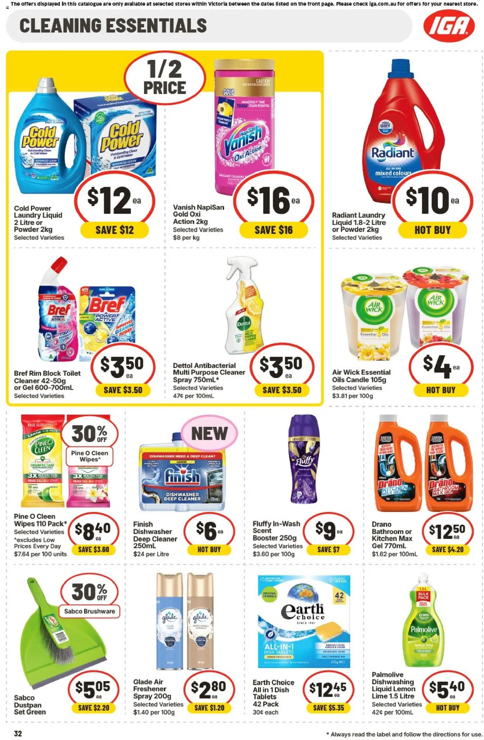IGA catalogue - valid from 15.04.2026 | Page: 33 | Products: Powder, Dustpan, Water, Candle