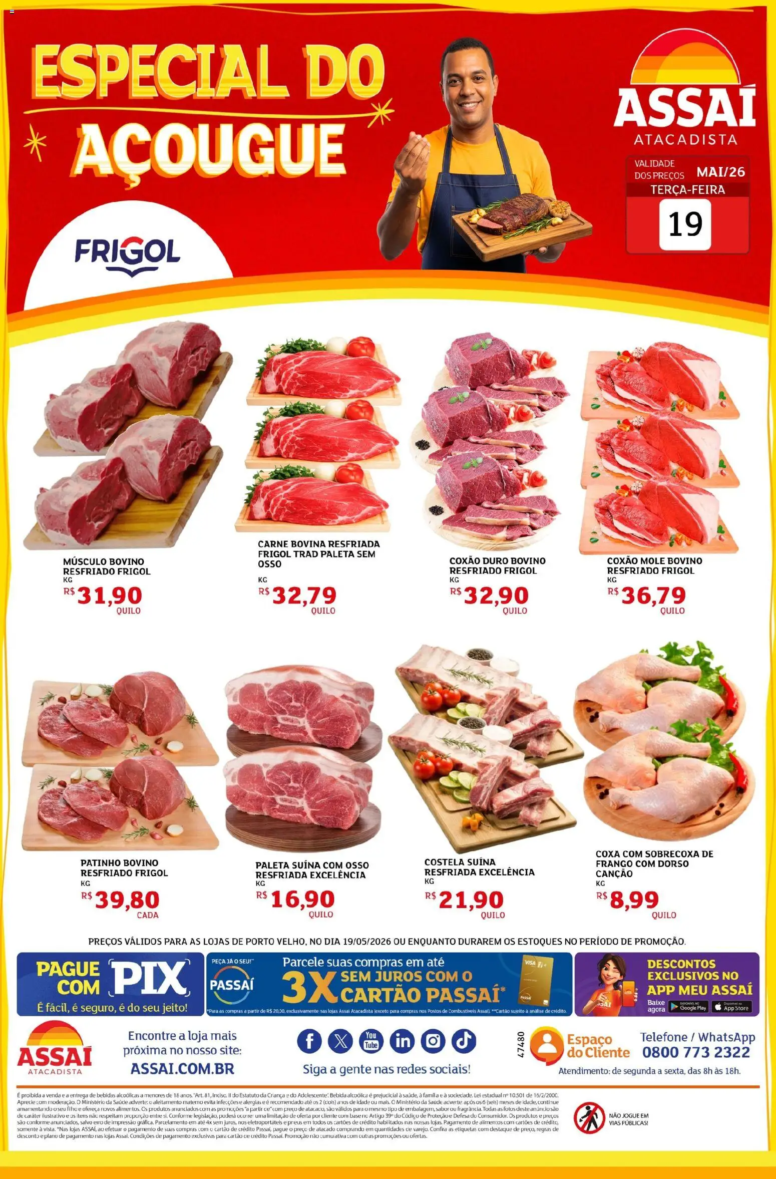 Assaí Atacadista Folheto - válido de 19.05.2026 | Página: 1 | Produtos: Pneus, Base, Bebida, Frango