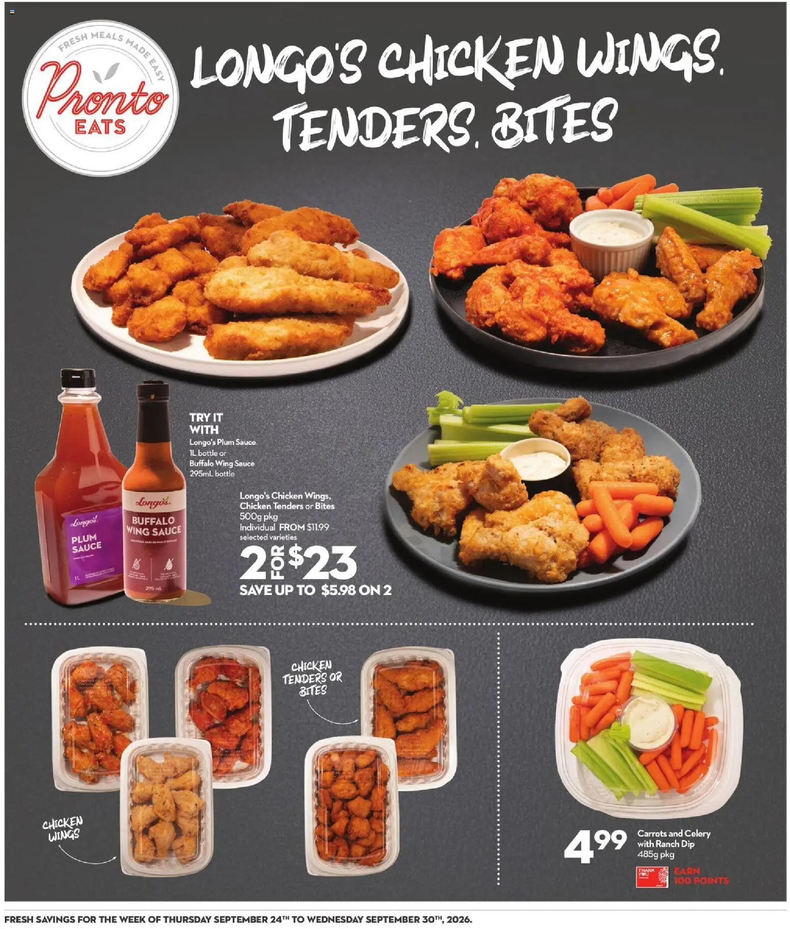 Longo's flyer valid from Sep 24, 2026 | Page: 15 | Products: Chicken wings, Carrots, Celery, Chicken